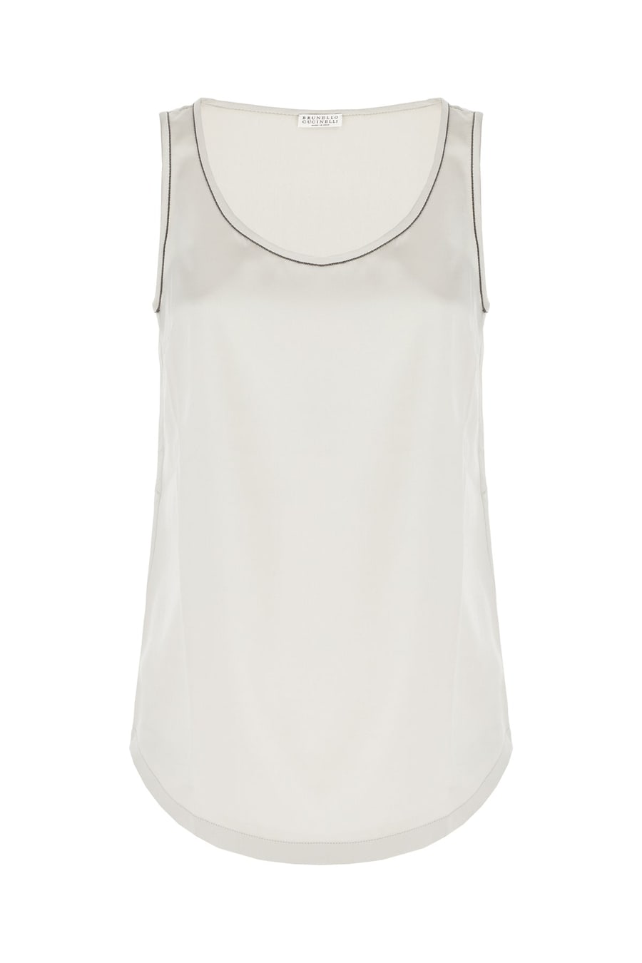 Brunello Cucinelli Top in seta stretch grigio