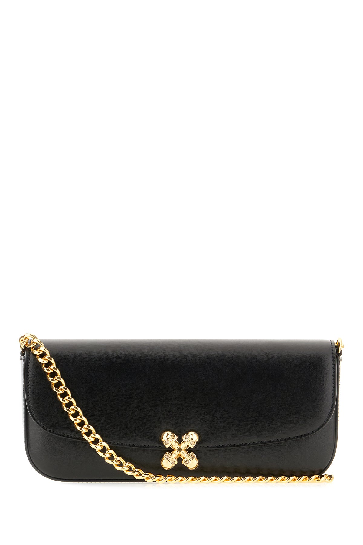 Alexander McQueen Borsa a tracolla Skull Flower in pelle nera