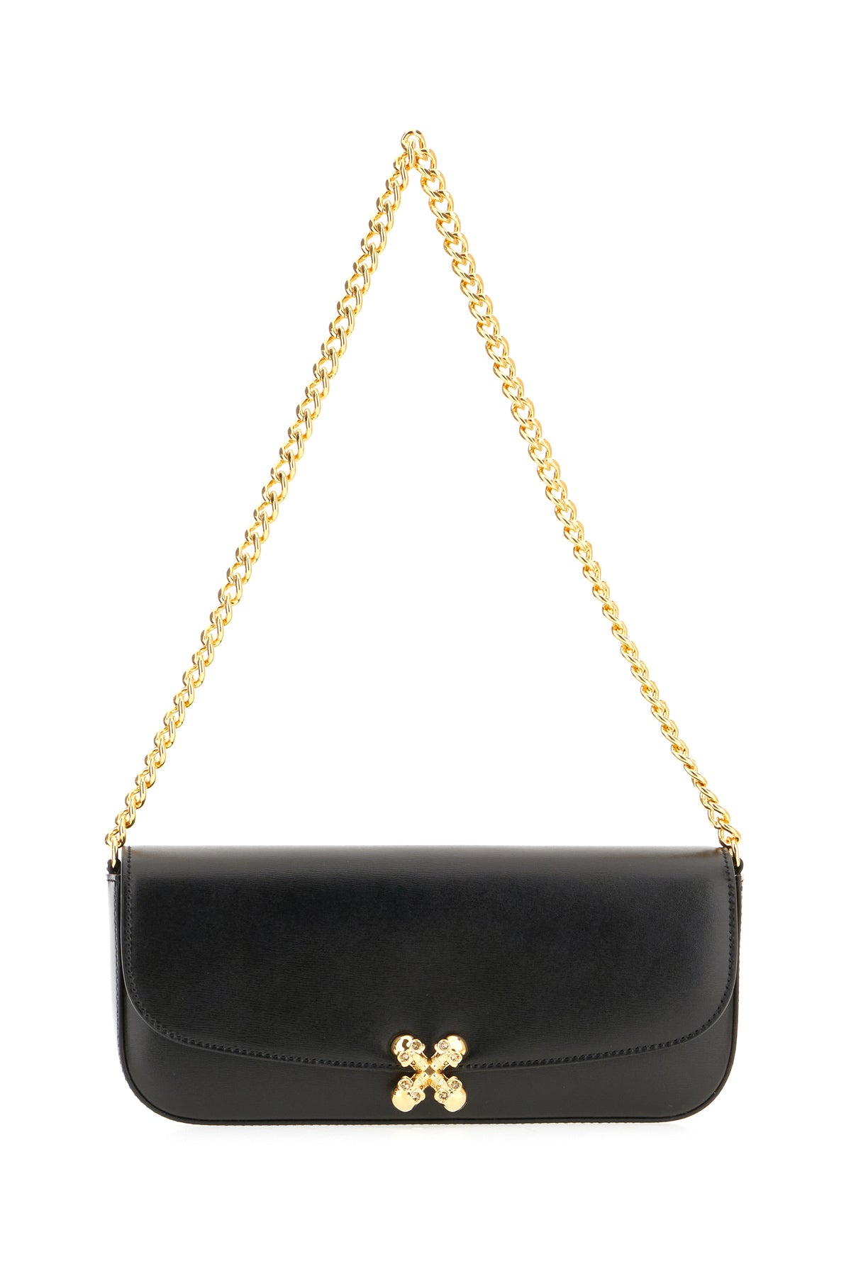 Alexander McQueen Borsa a spalla Skull Flower piccola in pelle nera