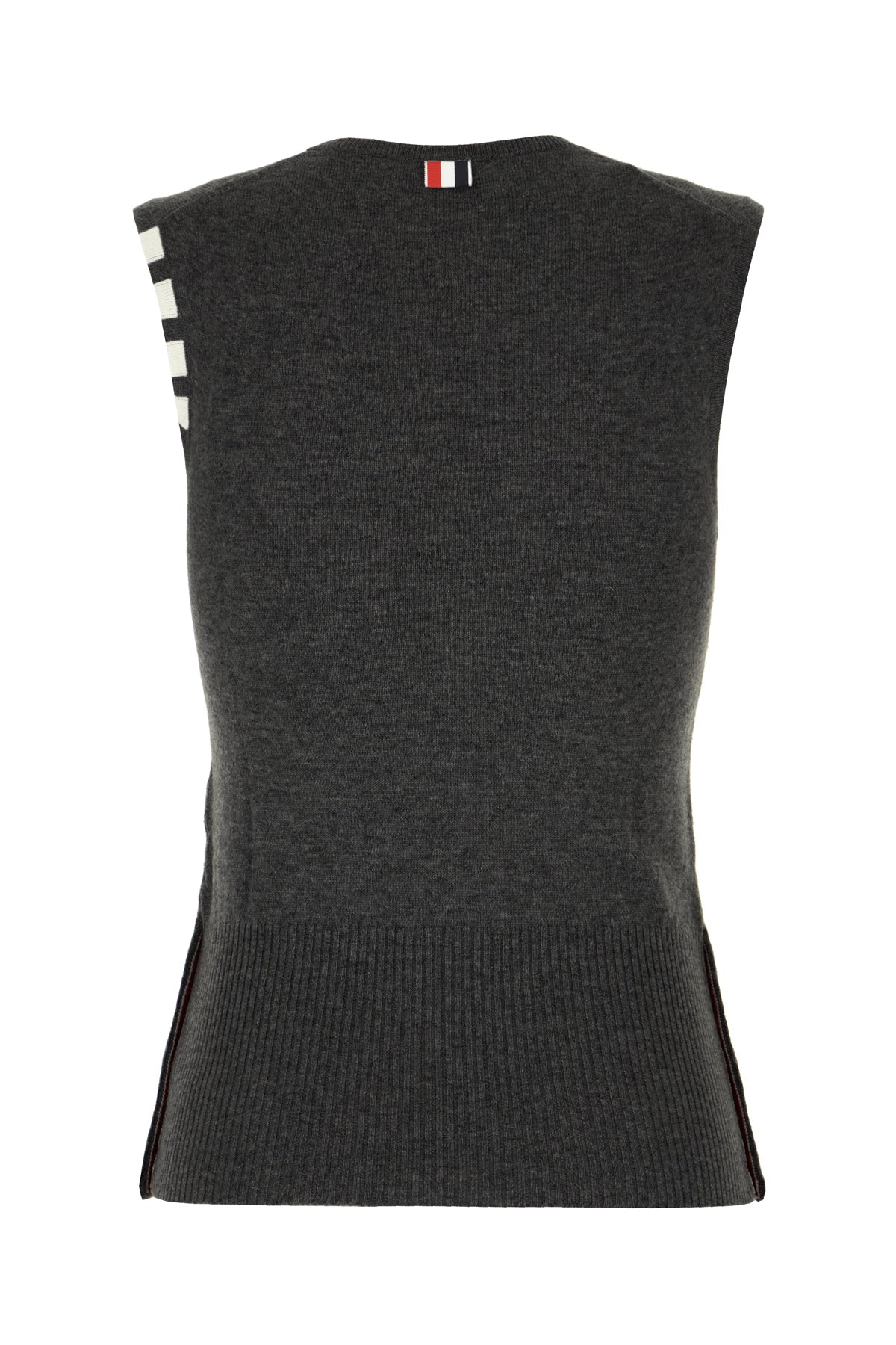 Thom Browne Maglione smanicato in cashmere grafite, view 2