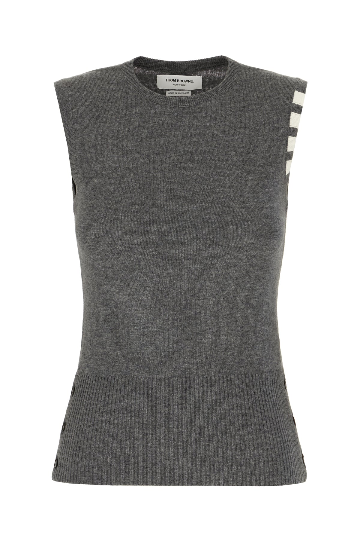 Thom Browne Maglione smanicato in cashmere grigio scuro