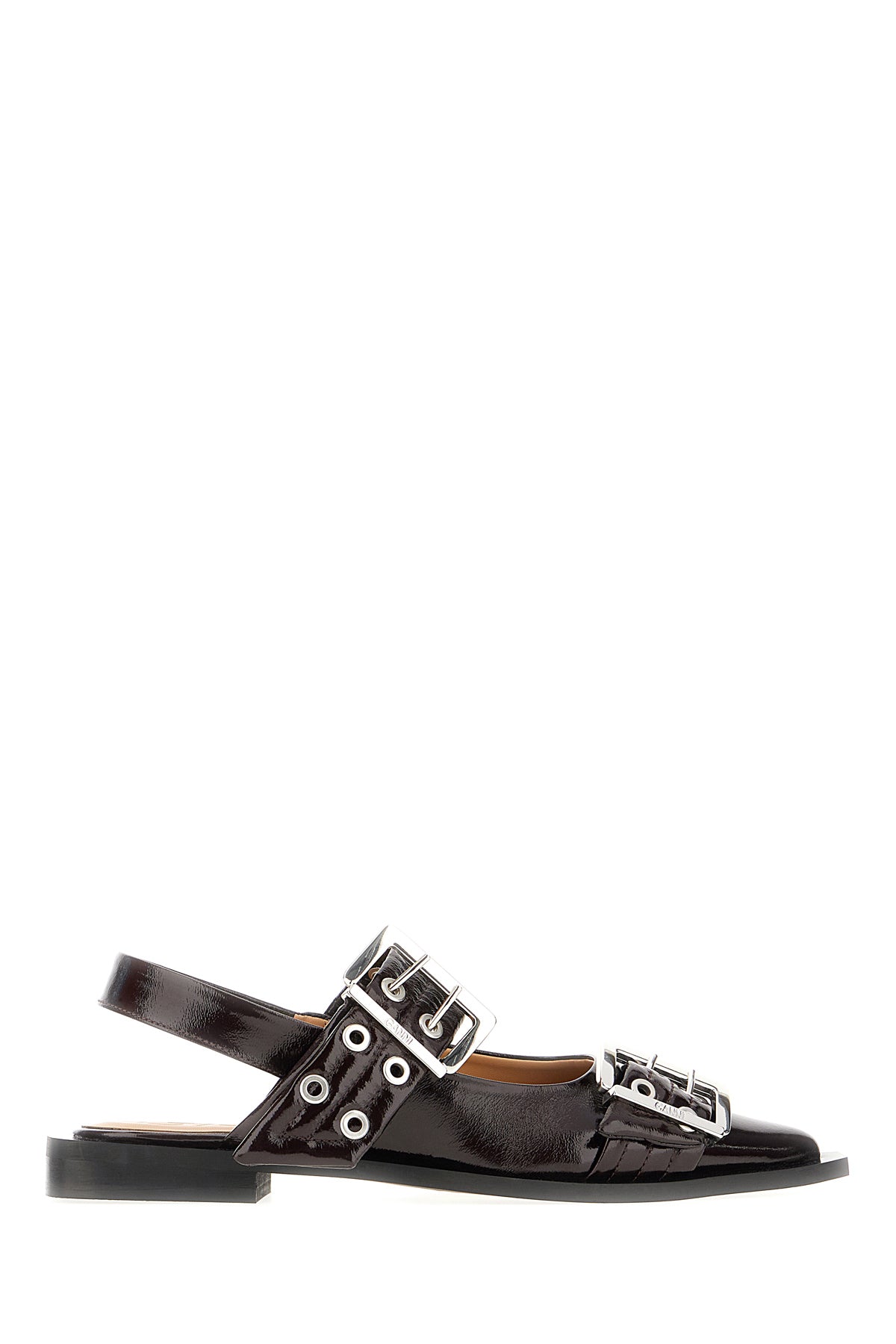 Ganni Ballerine Feminine Buckle in simil pelle melanzana