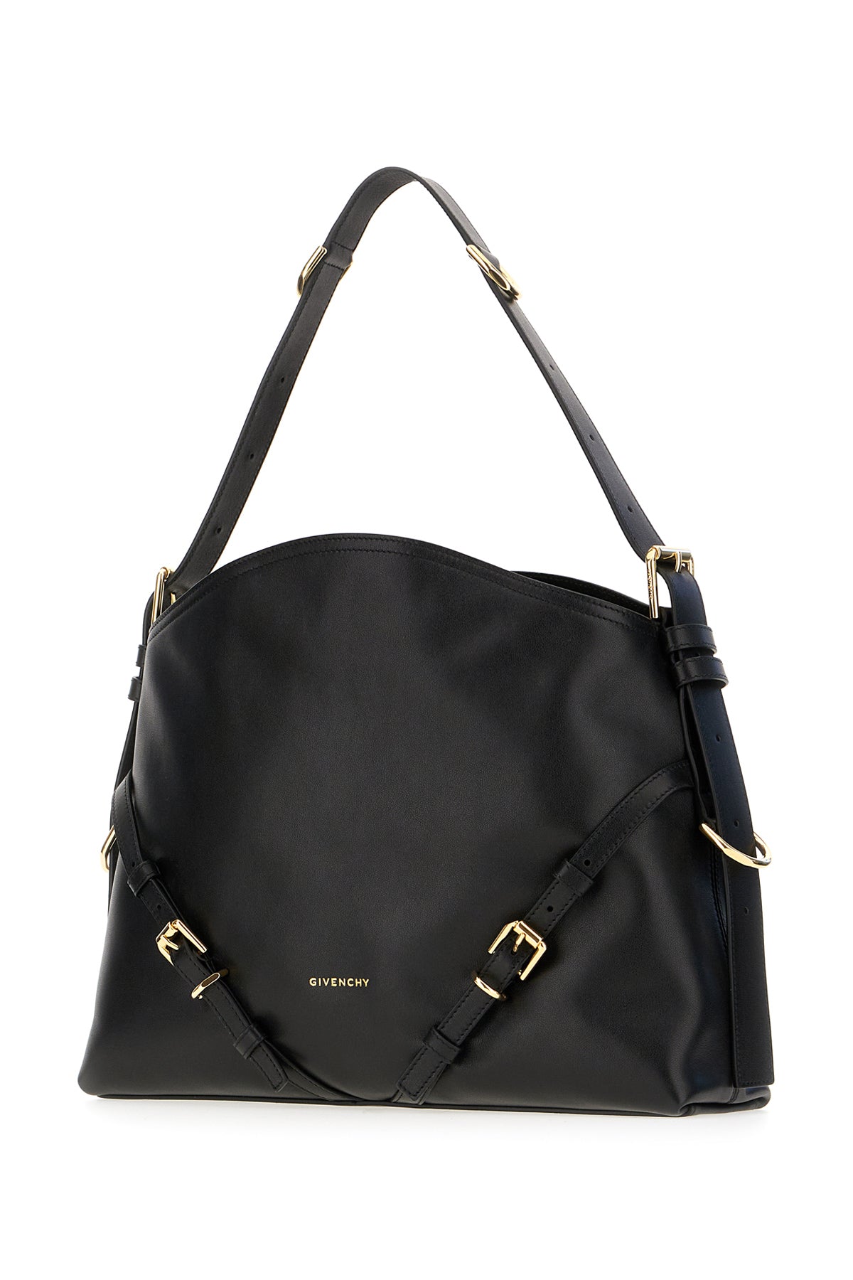 Givenchy Borsa a spalla Voyou media in pelle nera, view 2