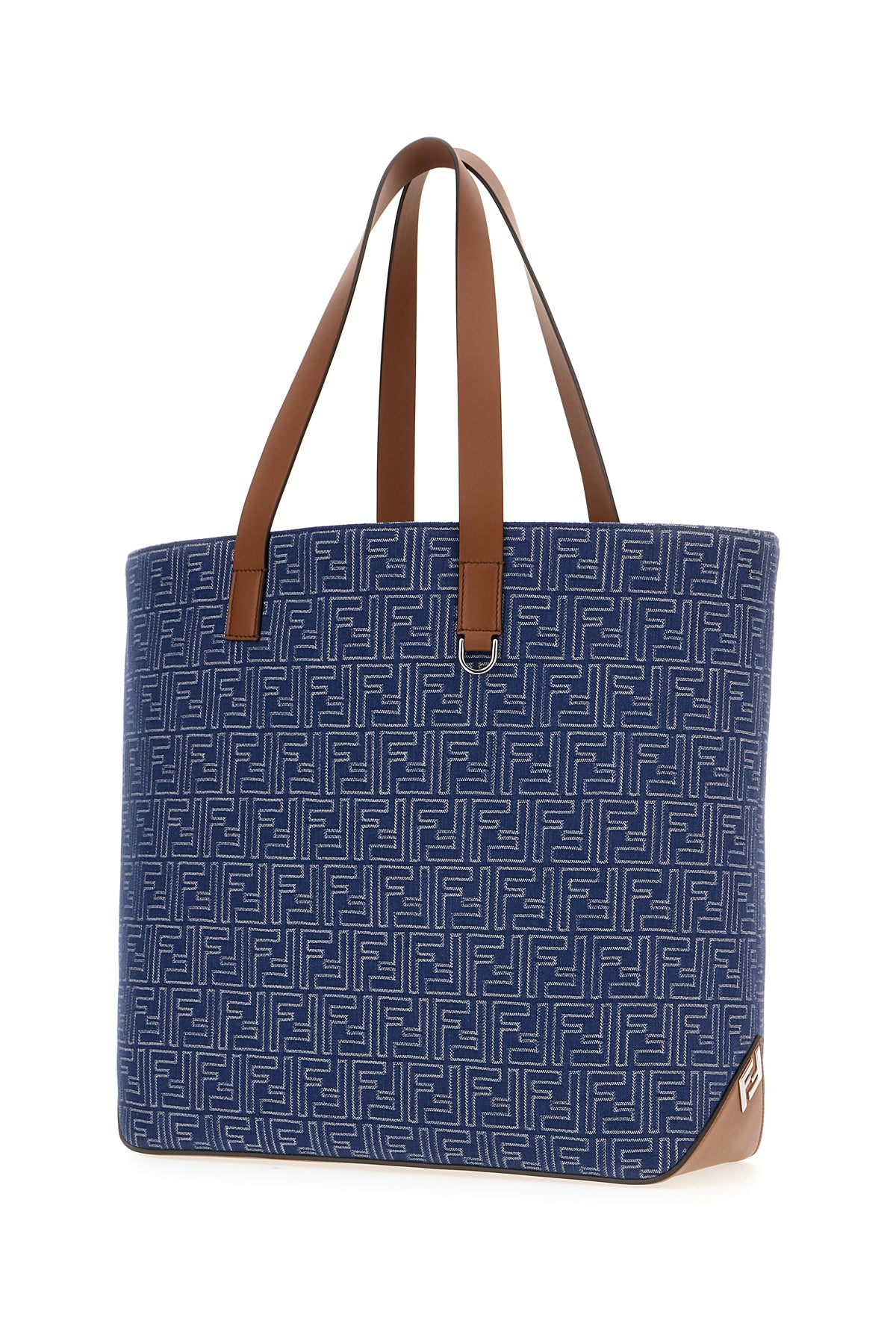 Fendi Borsa shopping in denim ricamato, view 2
