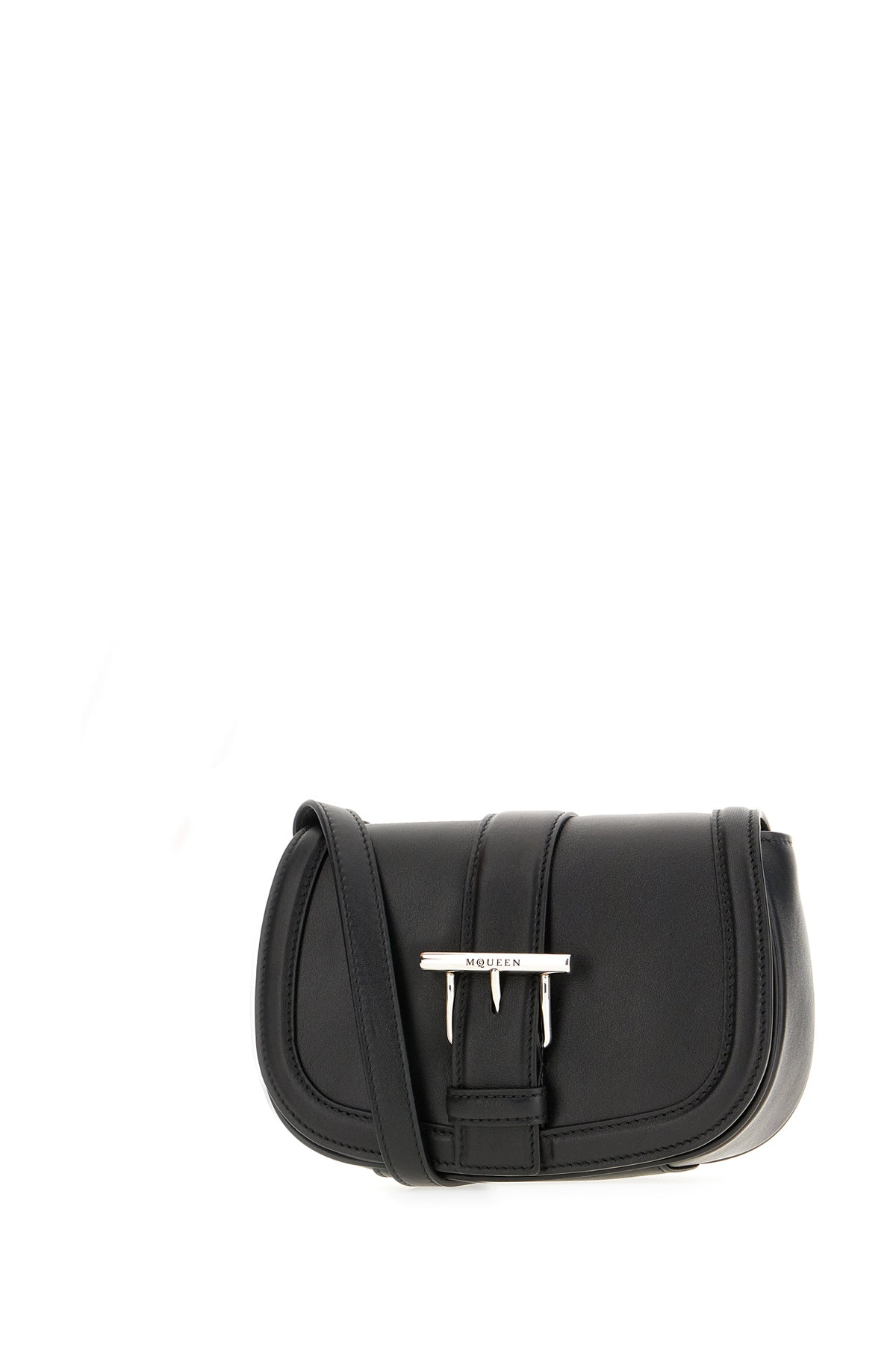Alexander McQueen Borsa a tracolla in pelle nera, view 2