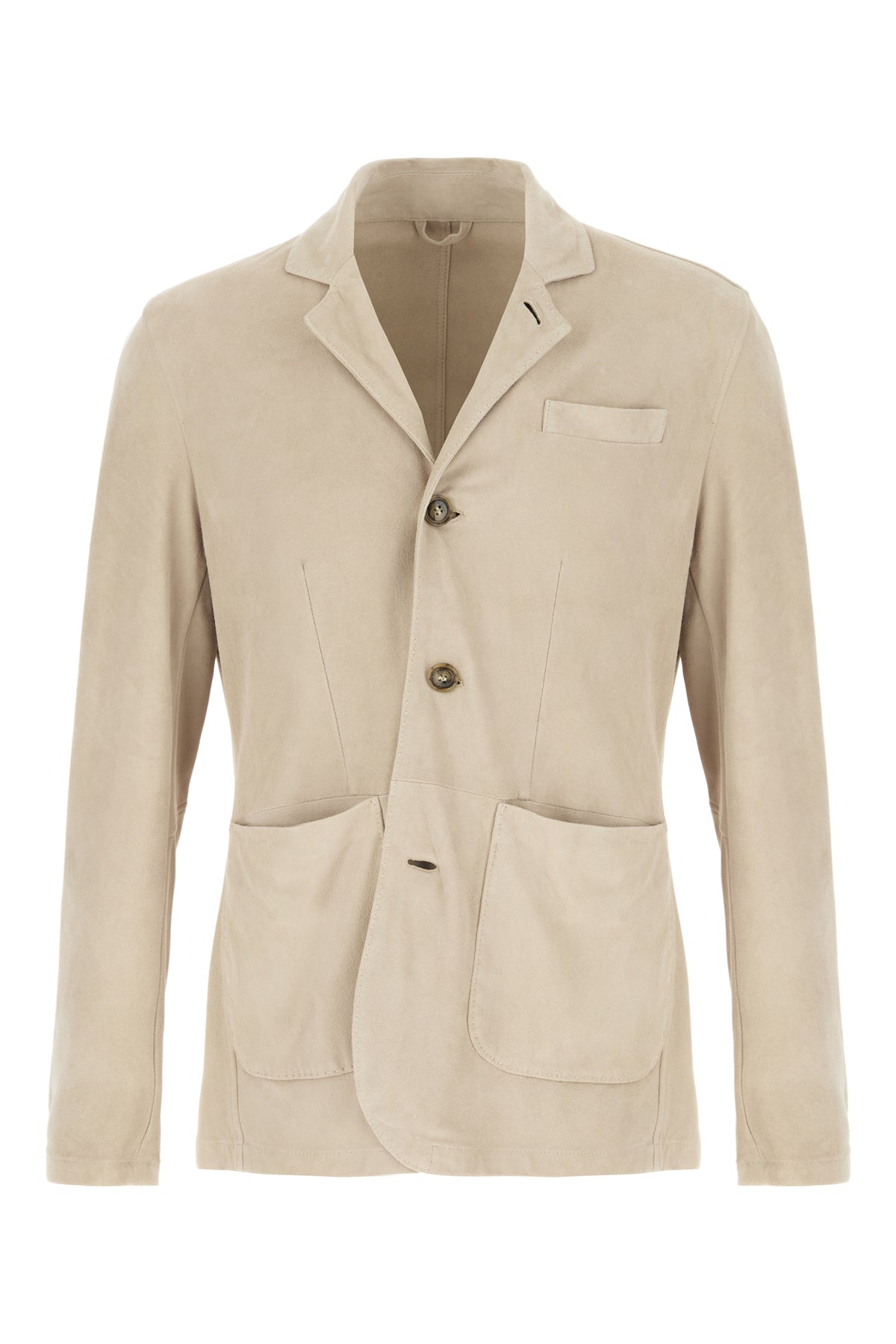 BARBA Giacca in pelle scamosciata beige