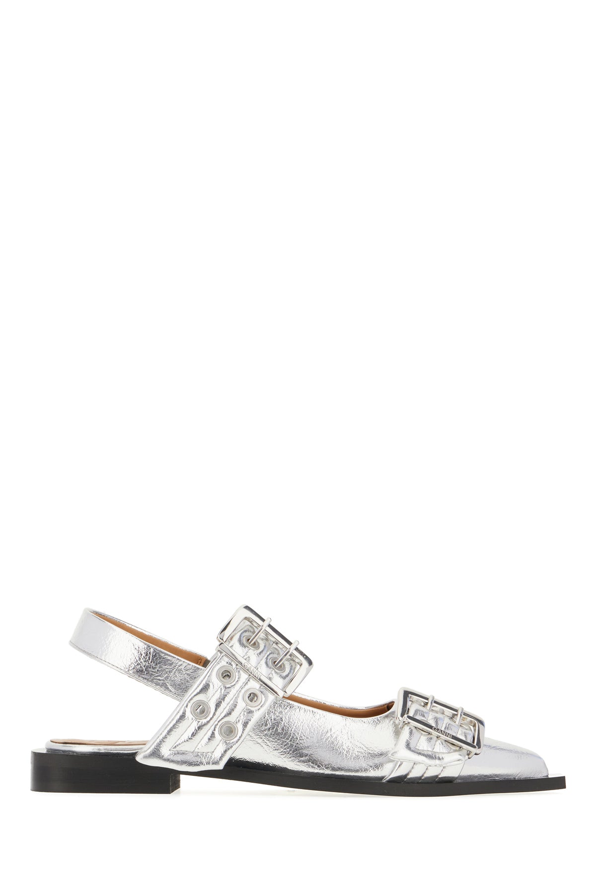 Ganni Ballerine Feminine Buckle in poliestere argento
