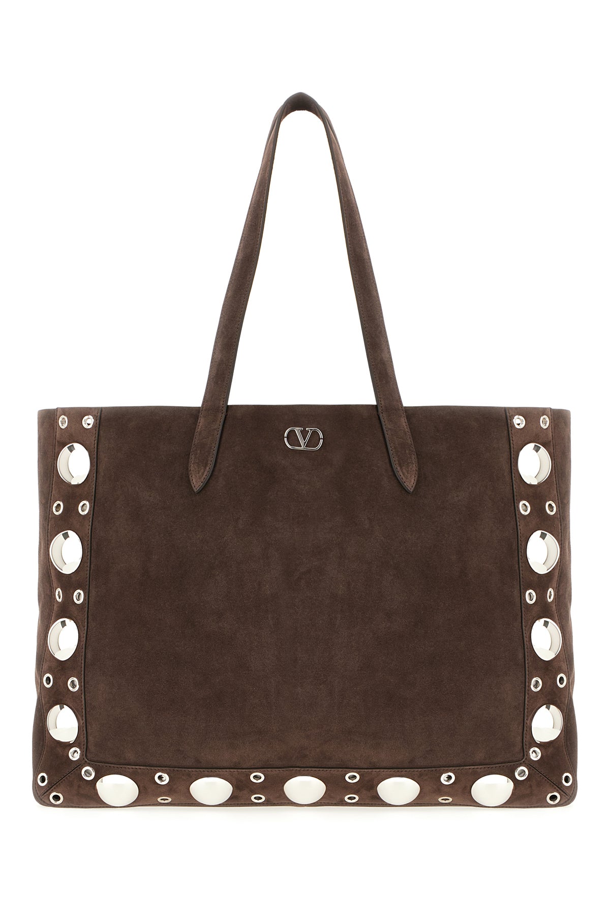 Valentino Garavani Borsa shopping in pelle scamosciata marrone