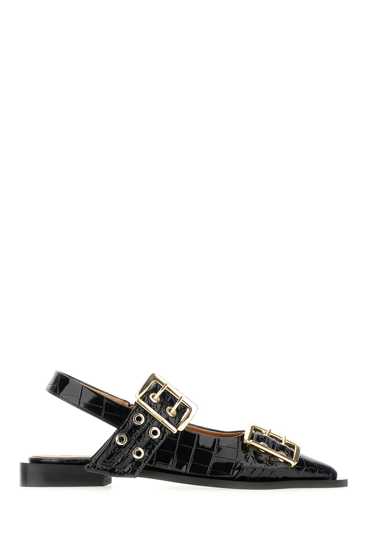 Ganni Ballerine Feminine Buckle in similpelle nera