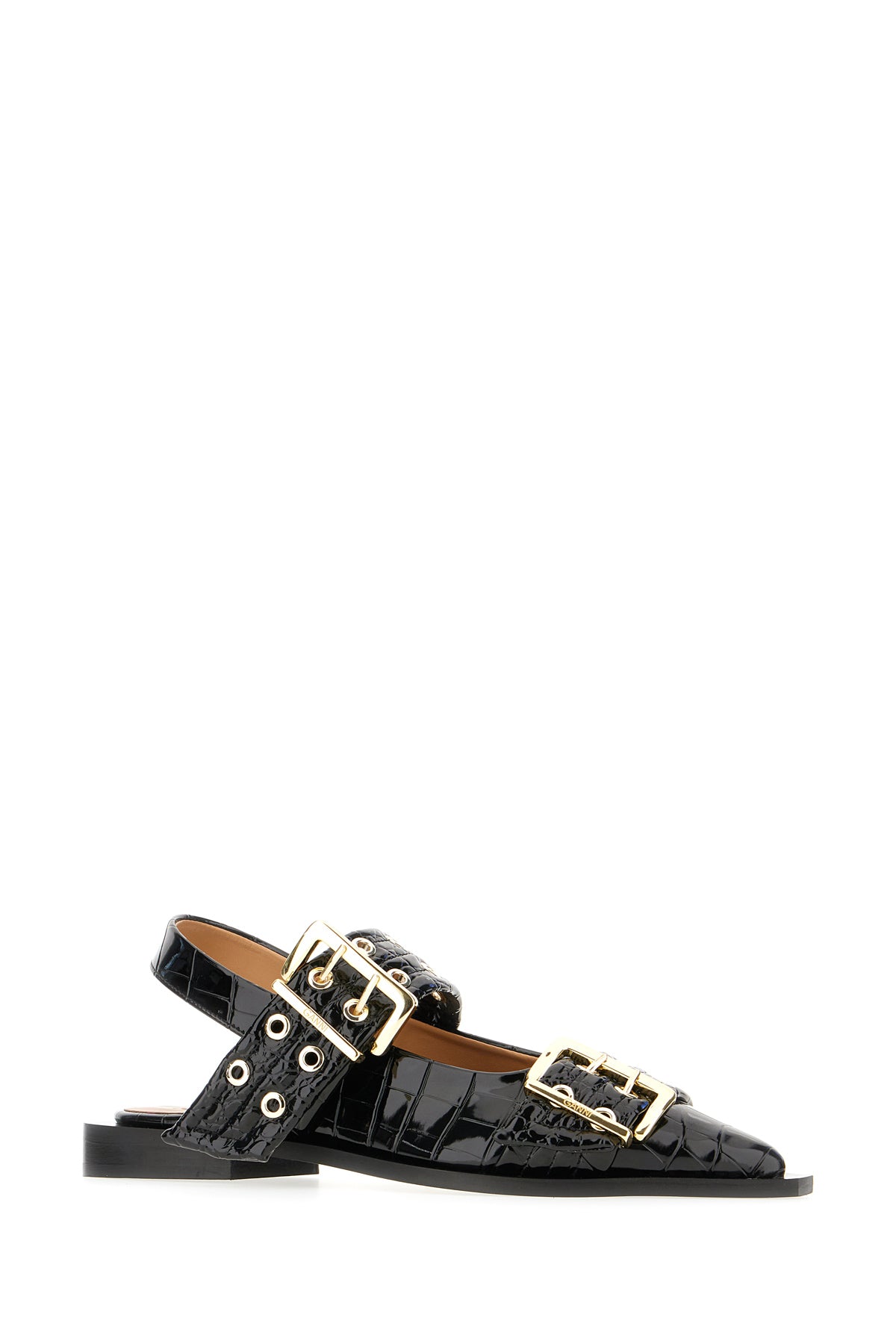 Ganni Ballerine Feminine Buckle in similpelle nera, view 2