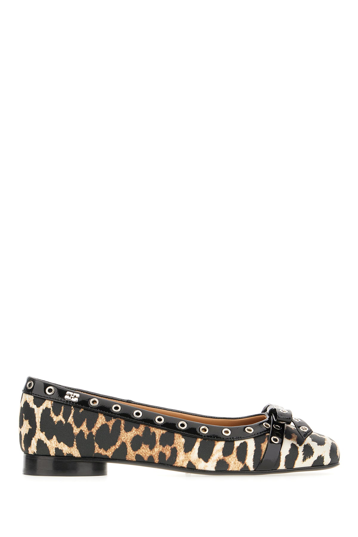 Ganni Ballerine Eyelet Bow in tessuto stampato