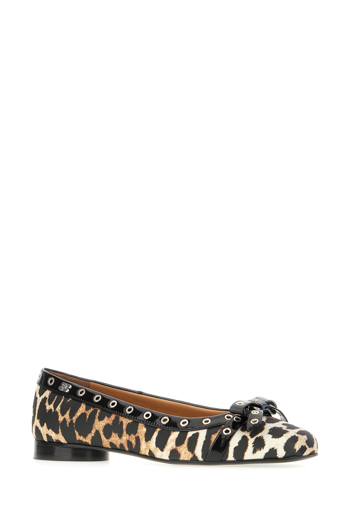 Ganni Ballerine Eyelet Bow in tessuto stampato, view 2