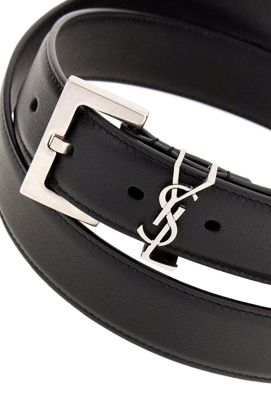 Saint Laurent Cintura in pelle nera, view 3