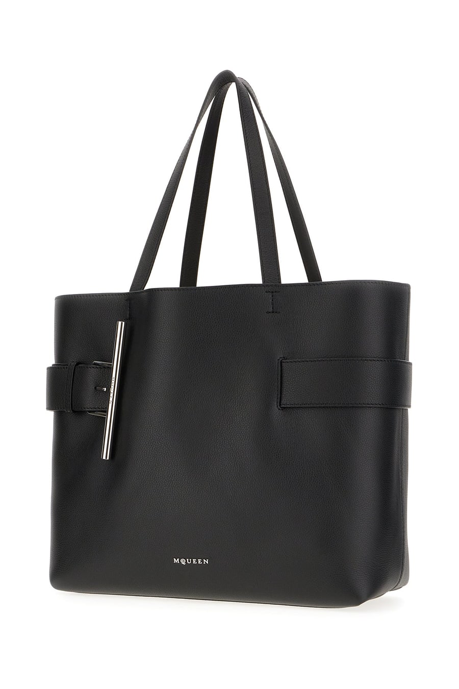 Alexander McQueen Borsa shopping in pelle nera, view 2