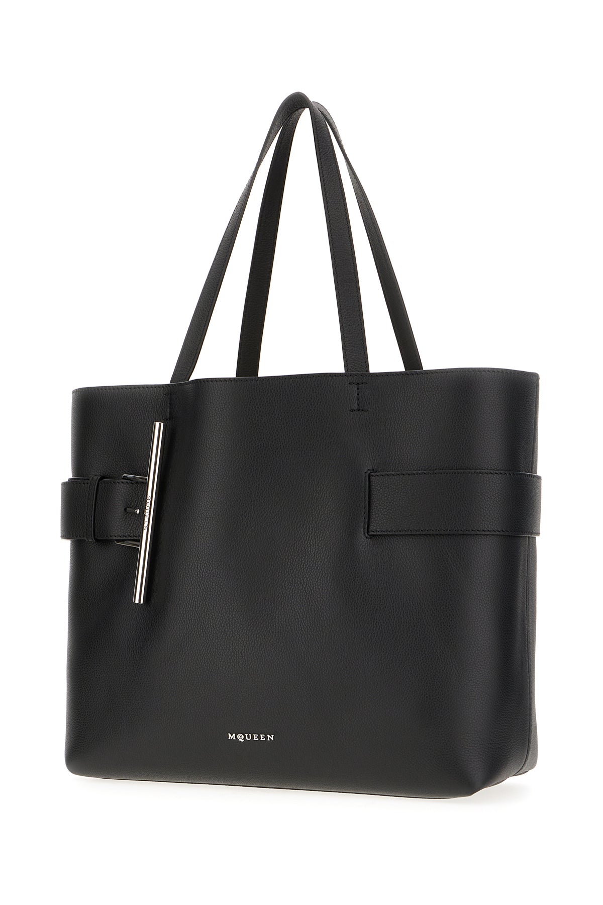 Alexander McQueen Borsa shopping in pelle nera, view 2