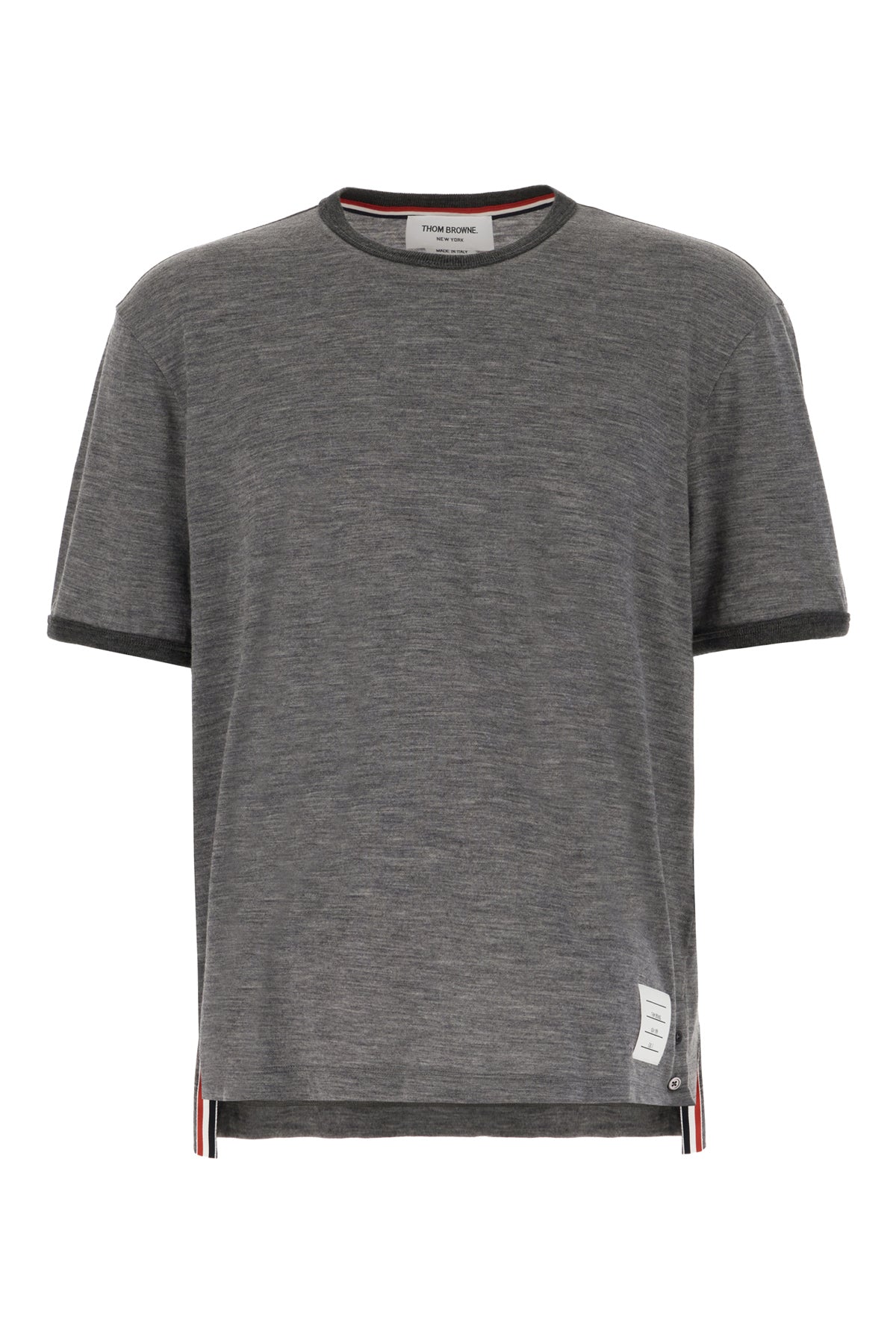 Thom Browne T-shirt in lana stretch grigio scuro