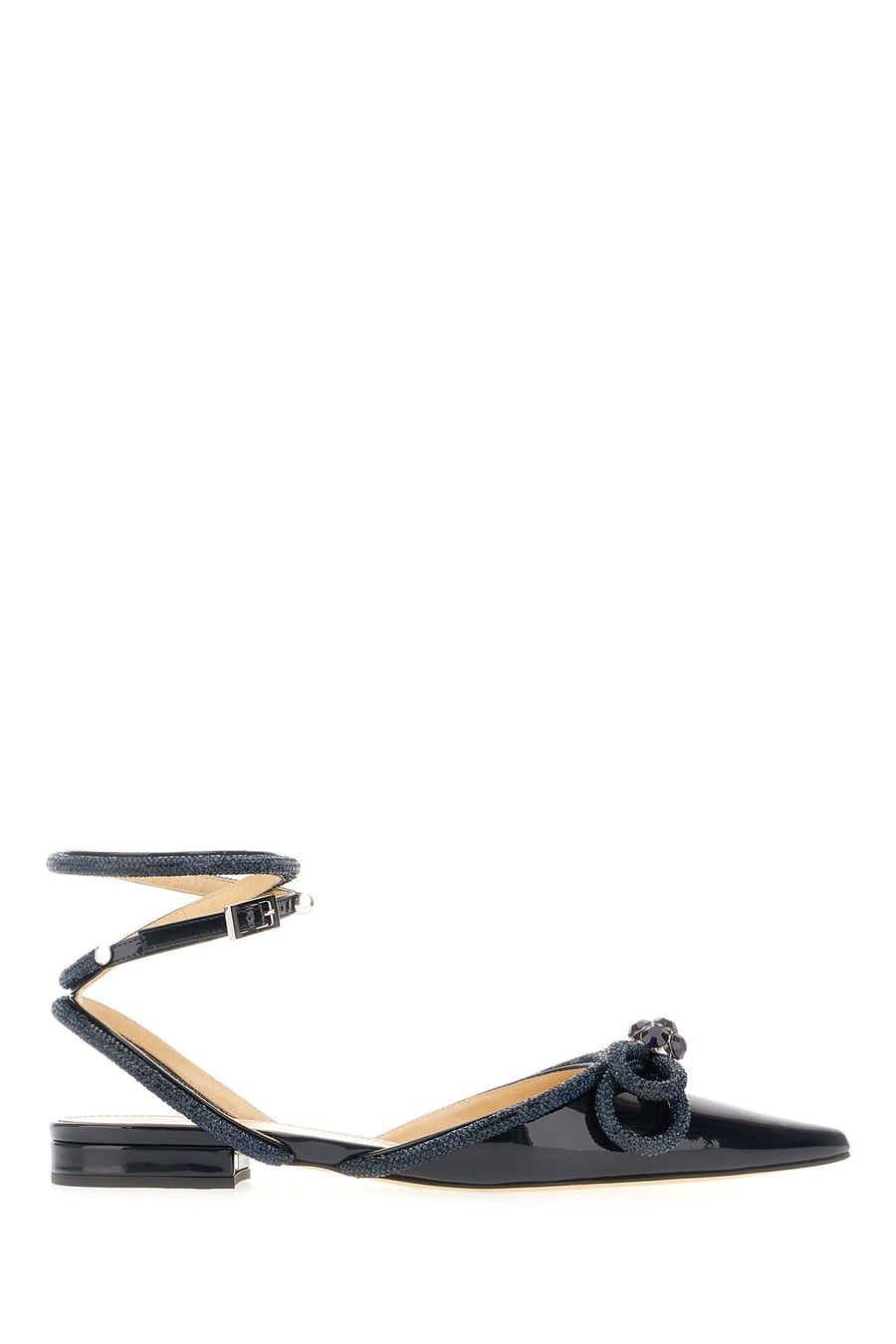 MACH&MACH Ballerine Double Bow in pelle blu navy
