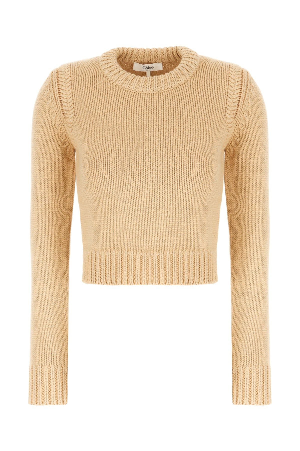 Chloé Maglione beige in cotone e mohair