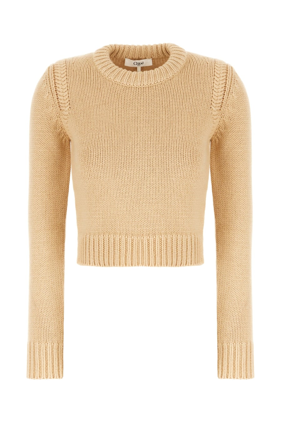 Chloé Maglione beige in cotone e mohair