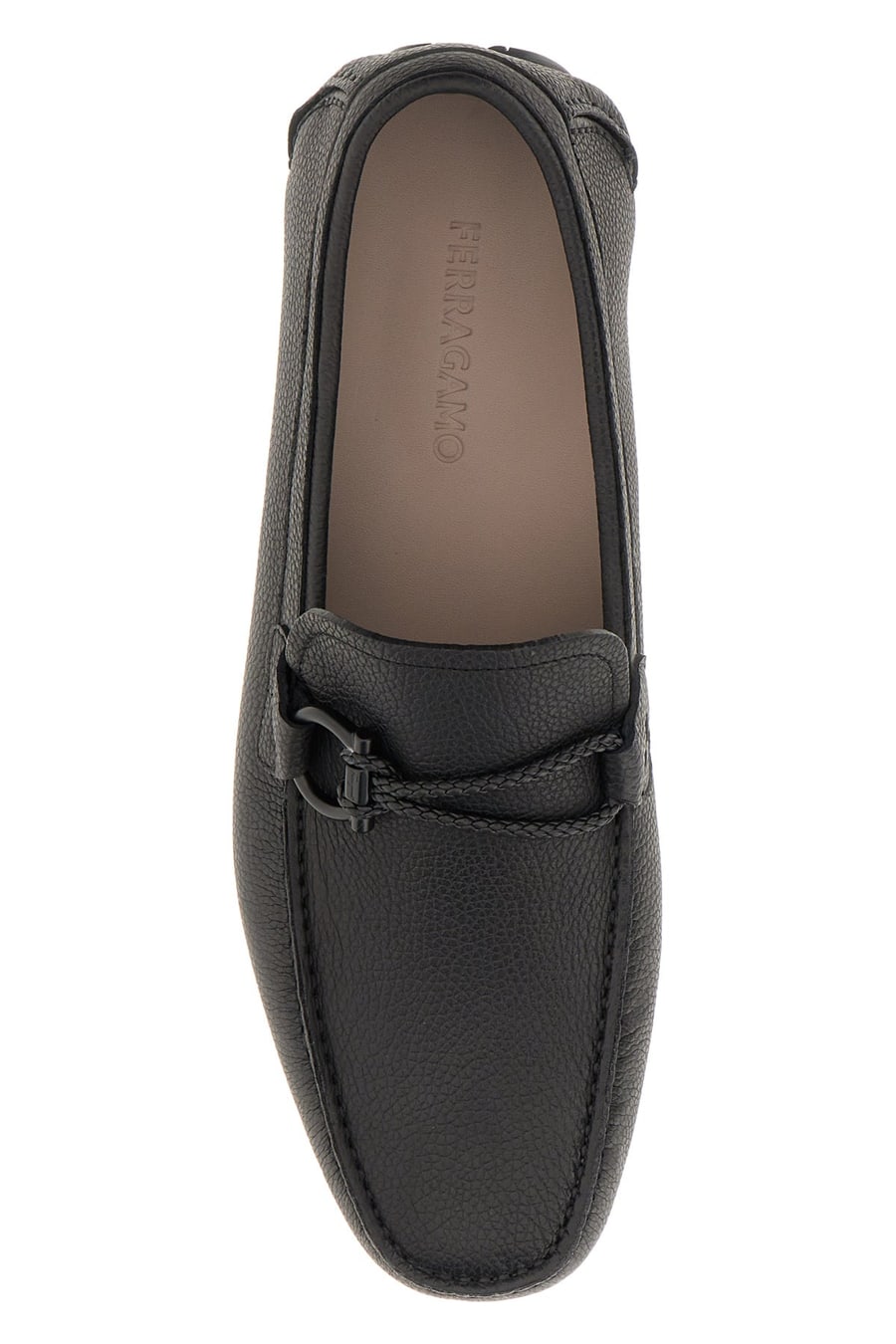 Ferragamo Mocassini Front in pelle nera, view 4