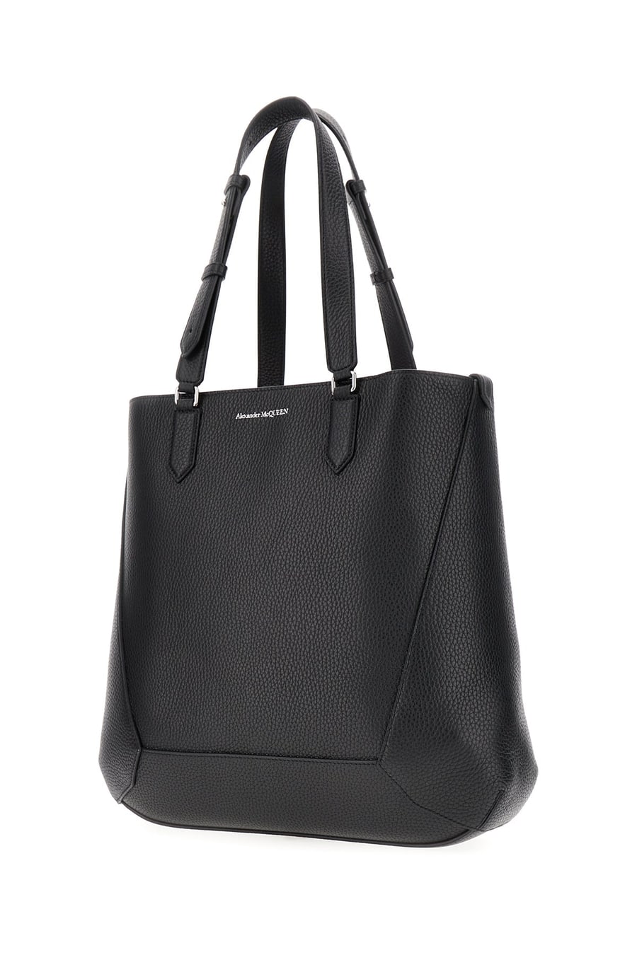 Alexander McQueen Borsa shopping The Edge in pelle nera, view 2