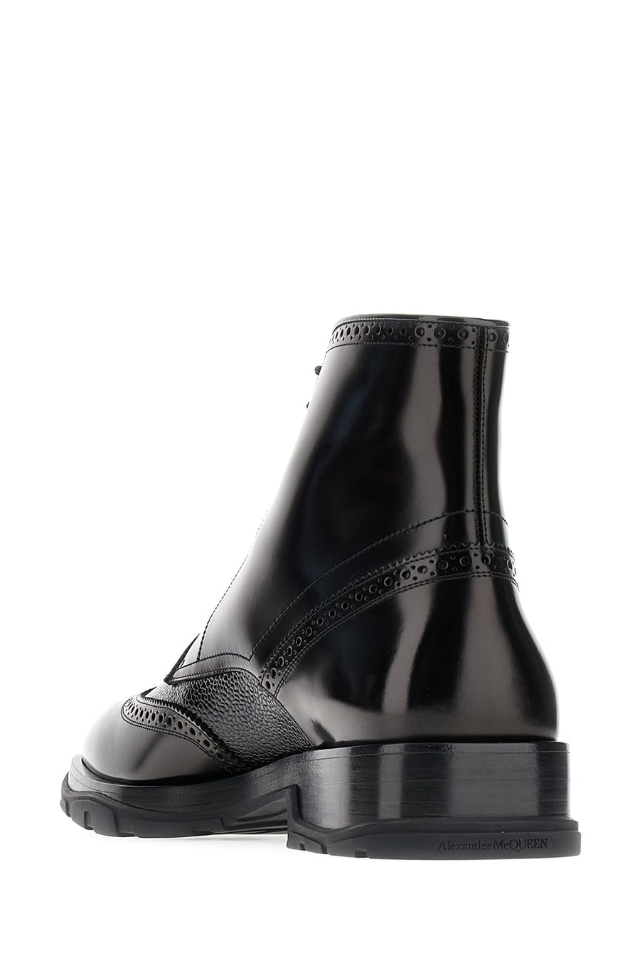Alexander McQueen Stivaletti Punk Worker in pelle nera, view 3
