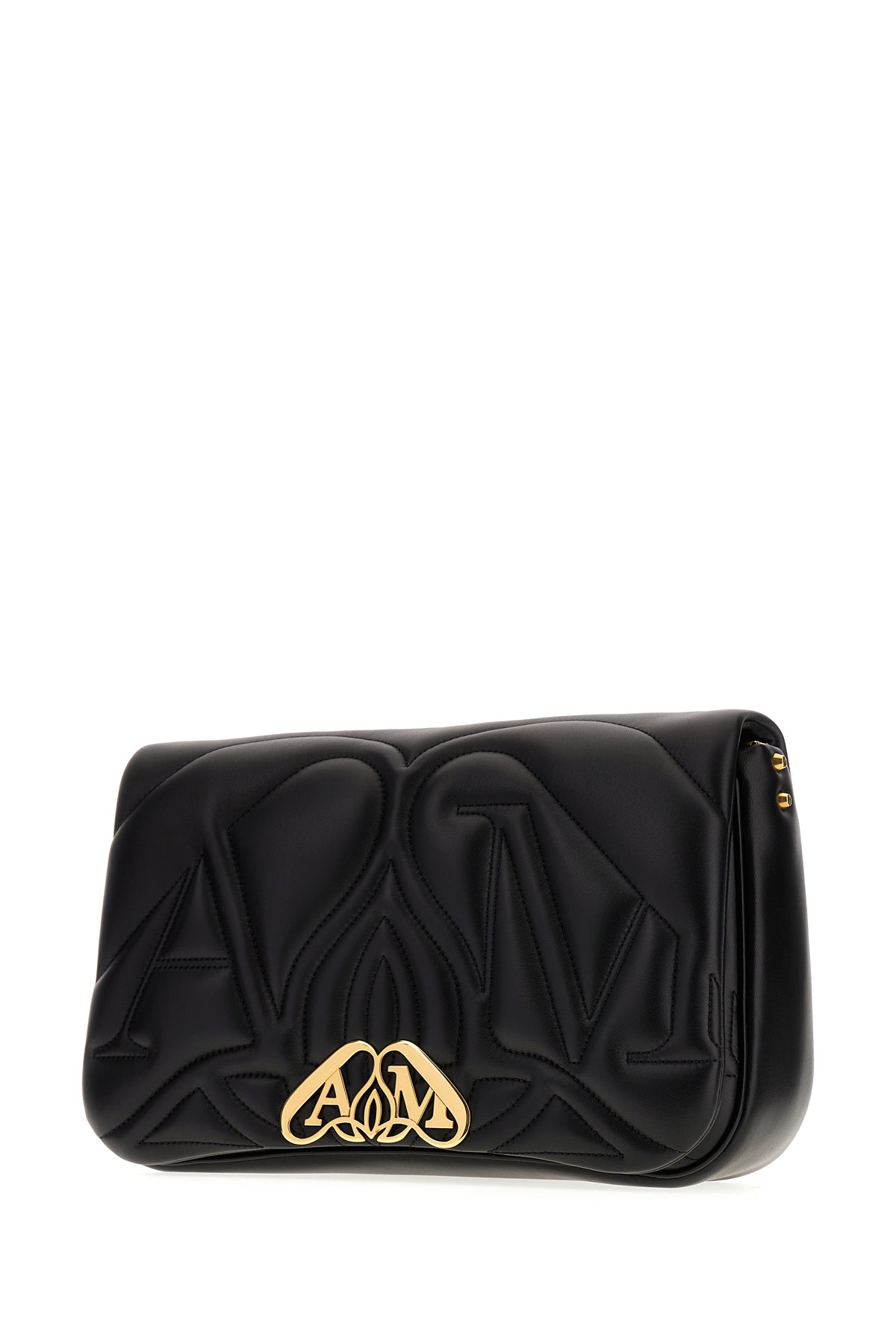 Alexander McQueen Borsa a spalla Seal in nappa nera, view 2