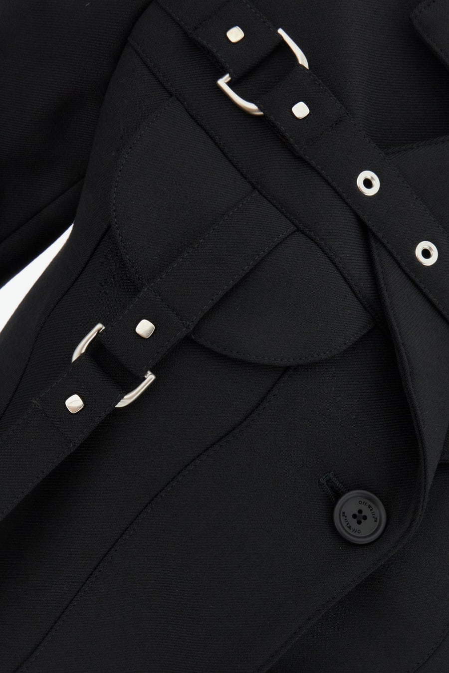 Off-White Giacca in misto poliestere stretch nero, view 3