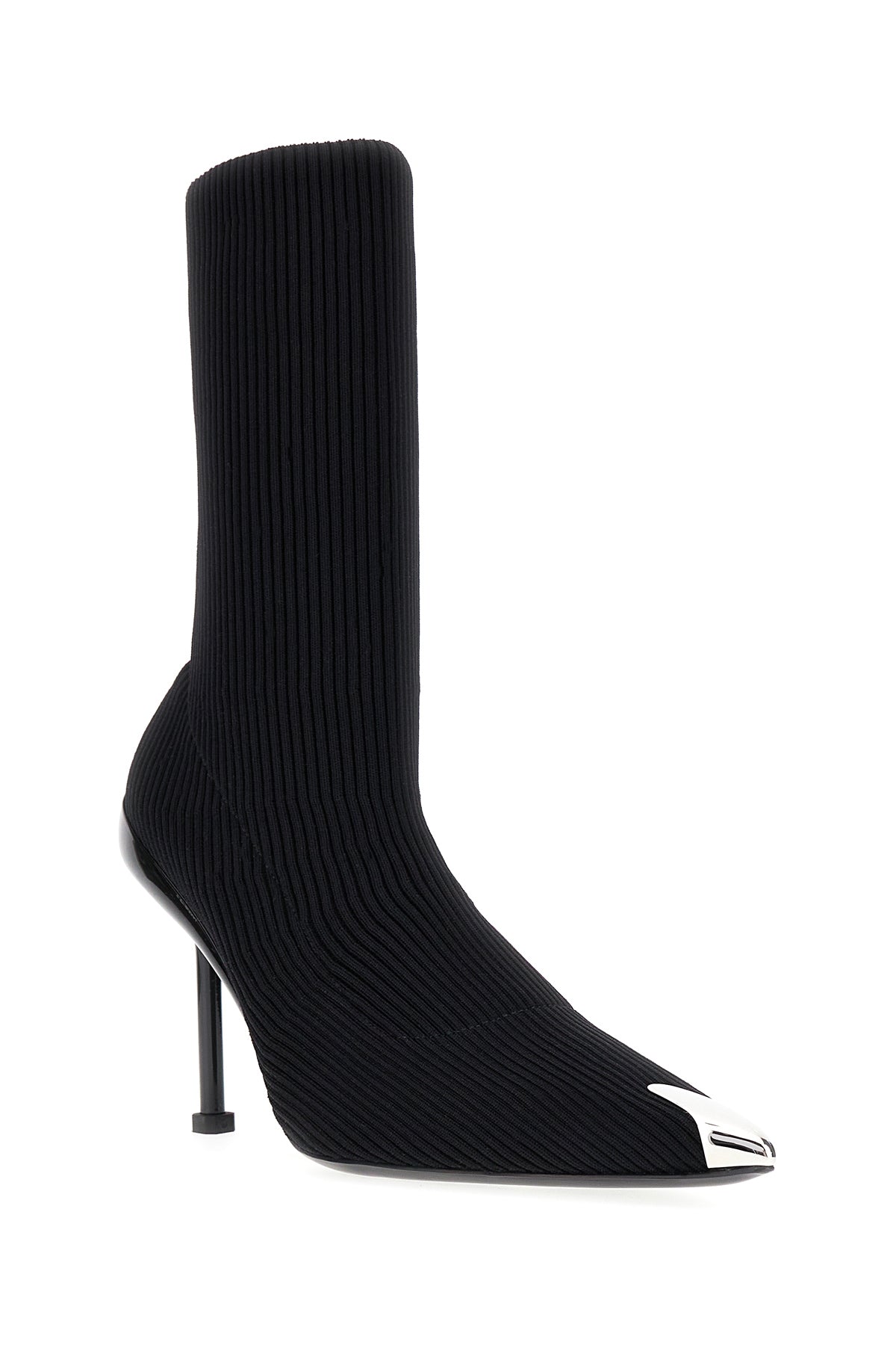 Alexander McQueen Stivaletti Slash in nylon stretch nero, view 2