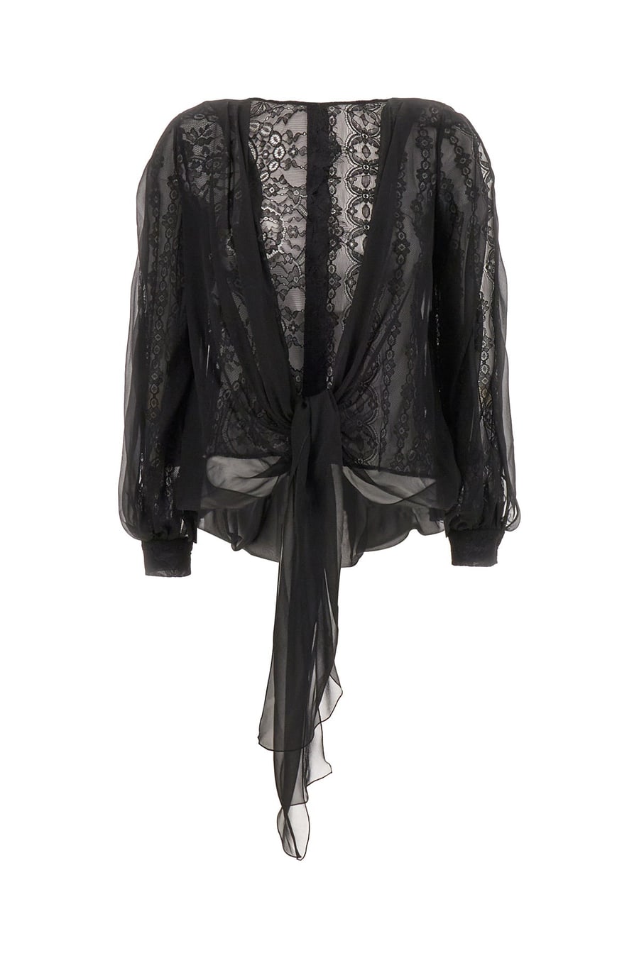 ALBERTA FERRETTI Blusa nera in pizzo e seta