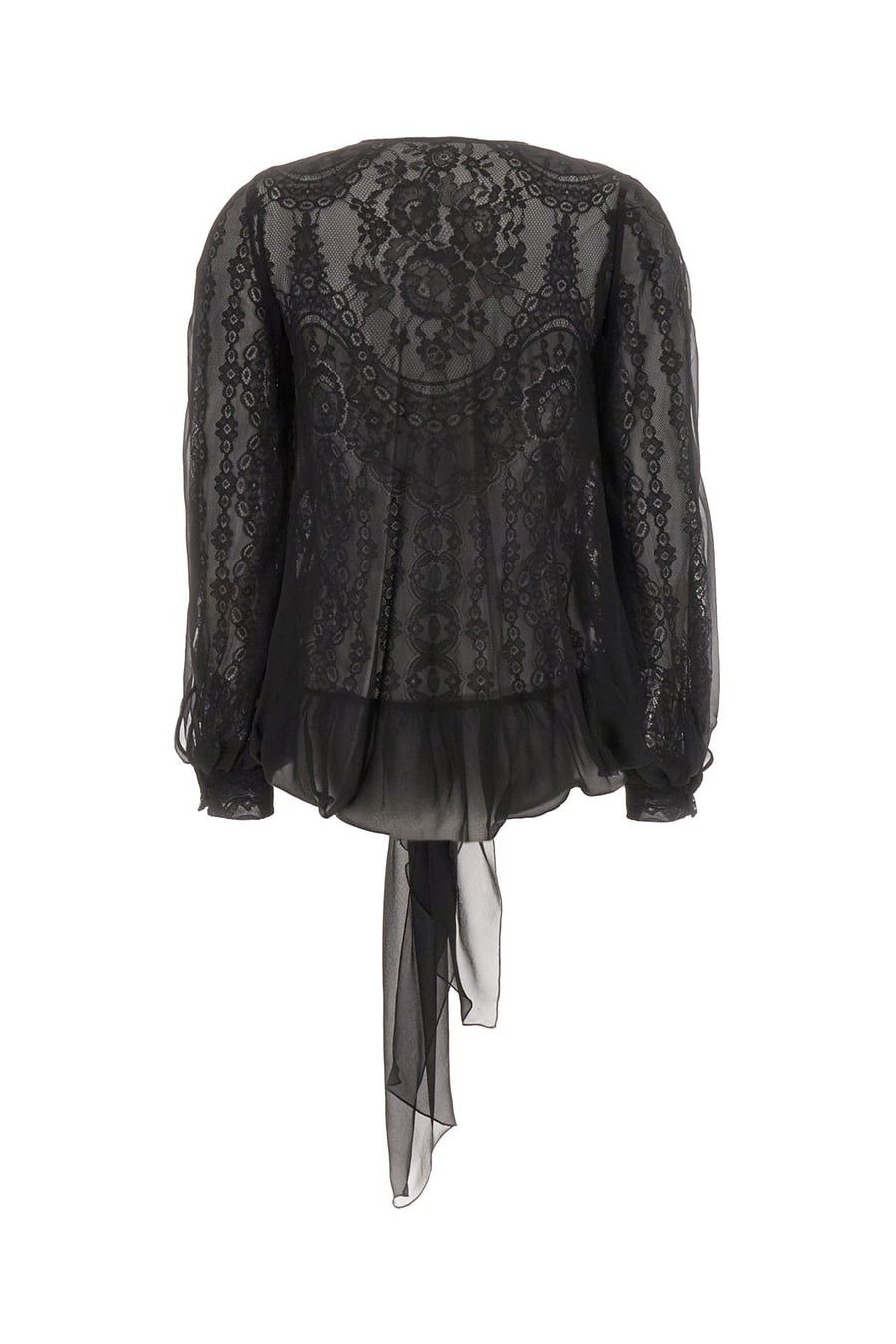 ALBERTA FERRETTI Blusa nera in pizzo e seta, view 2