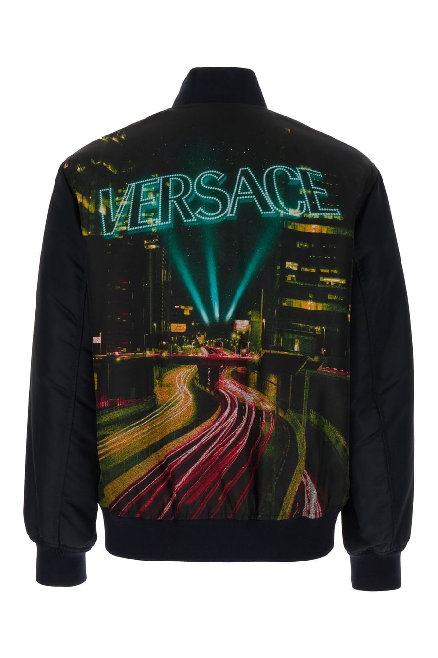 Versace Bomber imbottito in nylon nero, view 2