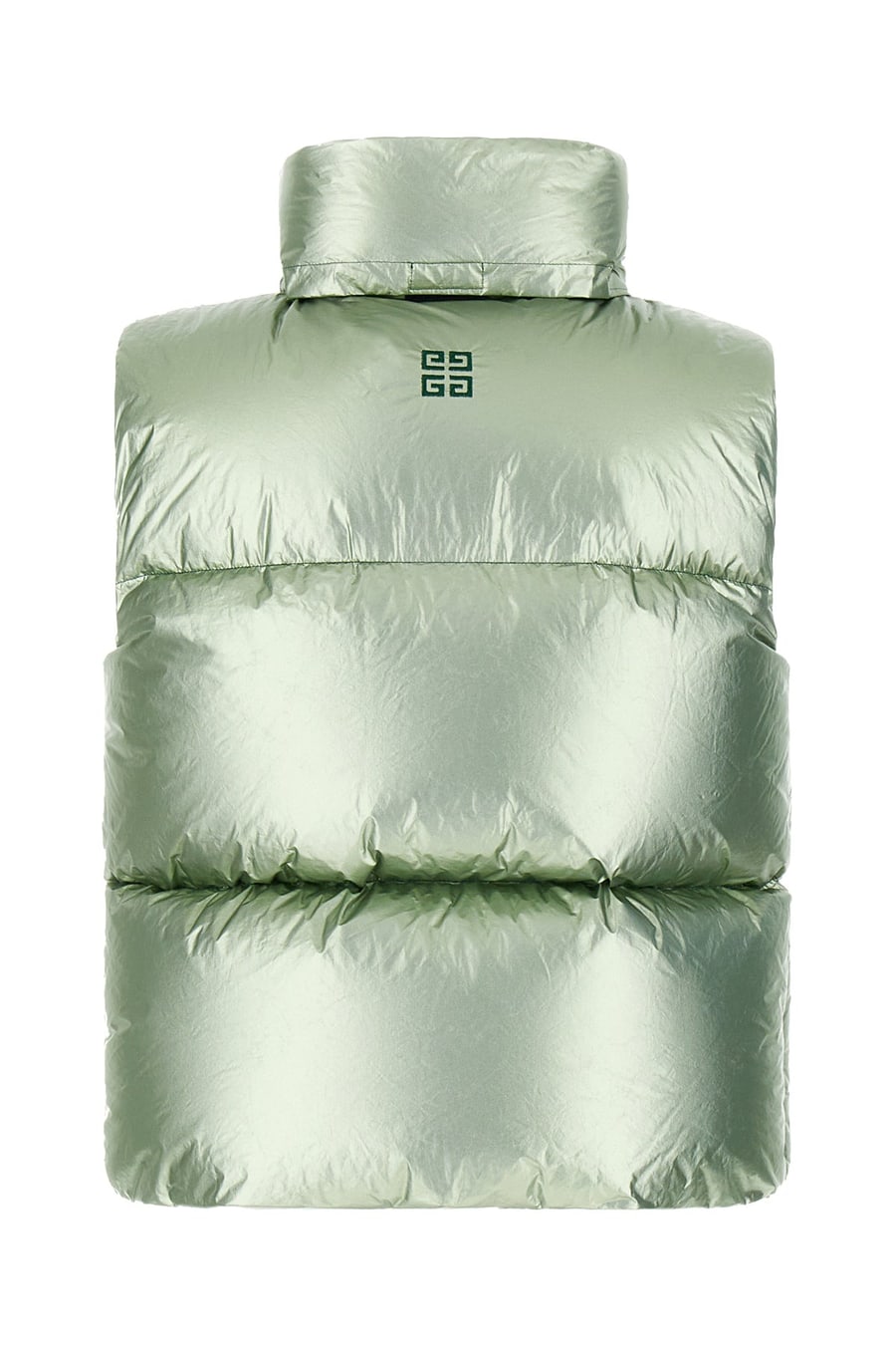 Givenchy Piumino smanicato in poliestere verde pastello, view 2