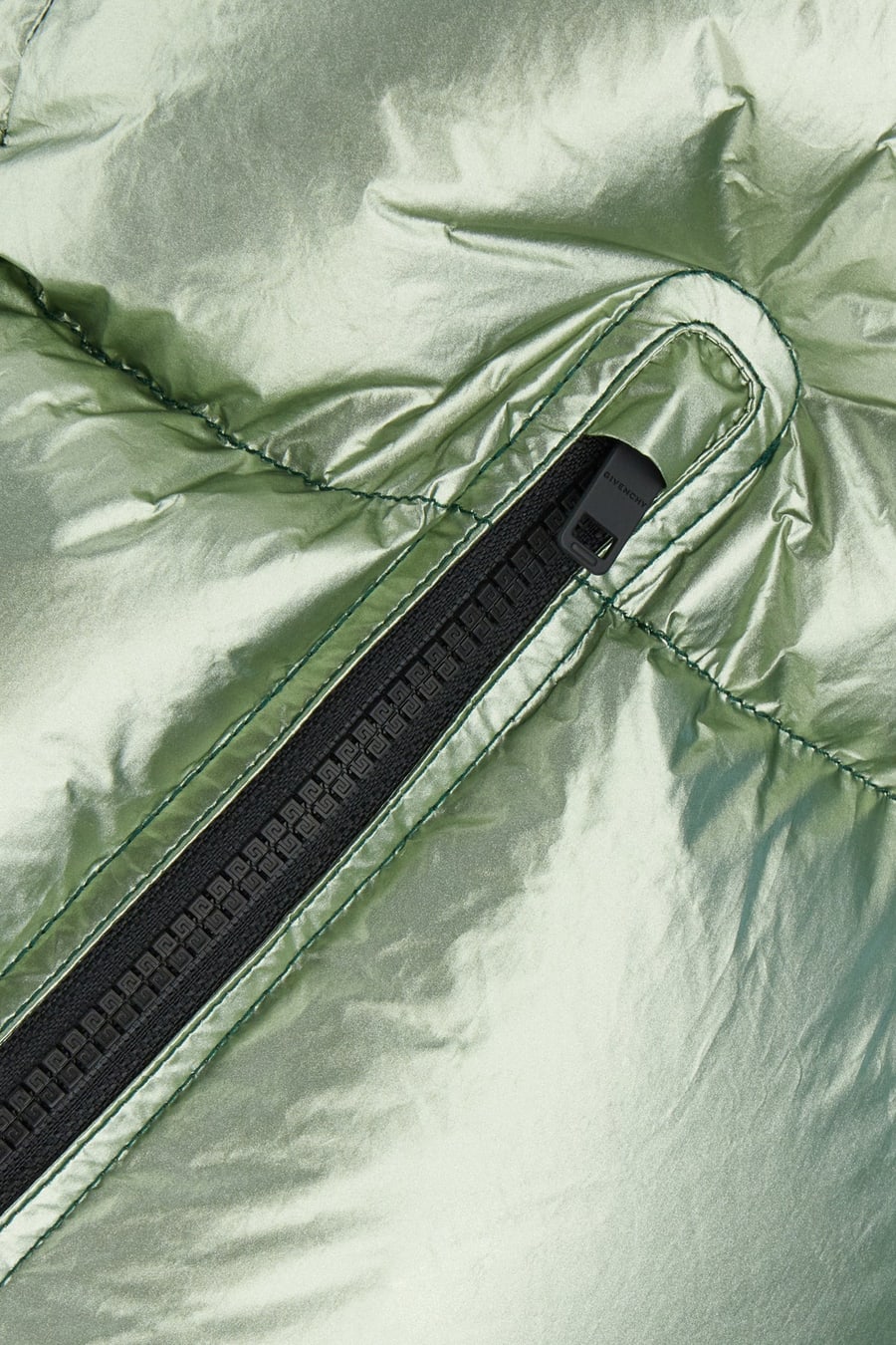 Givenchy Piumino smanicato in poliestere verde pastello, view 3