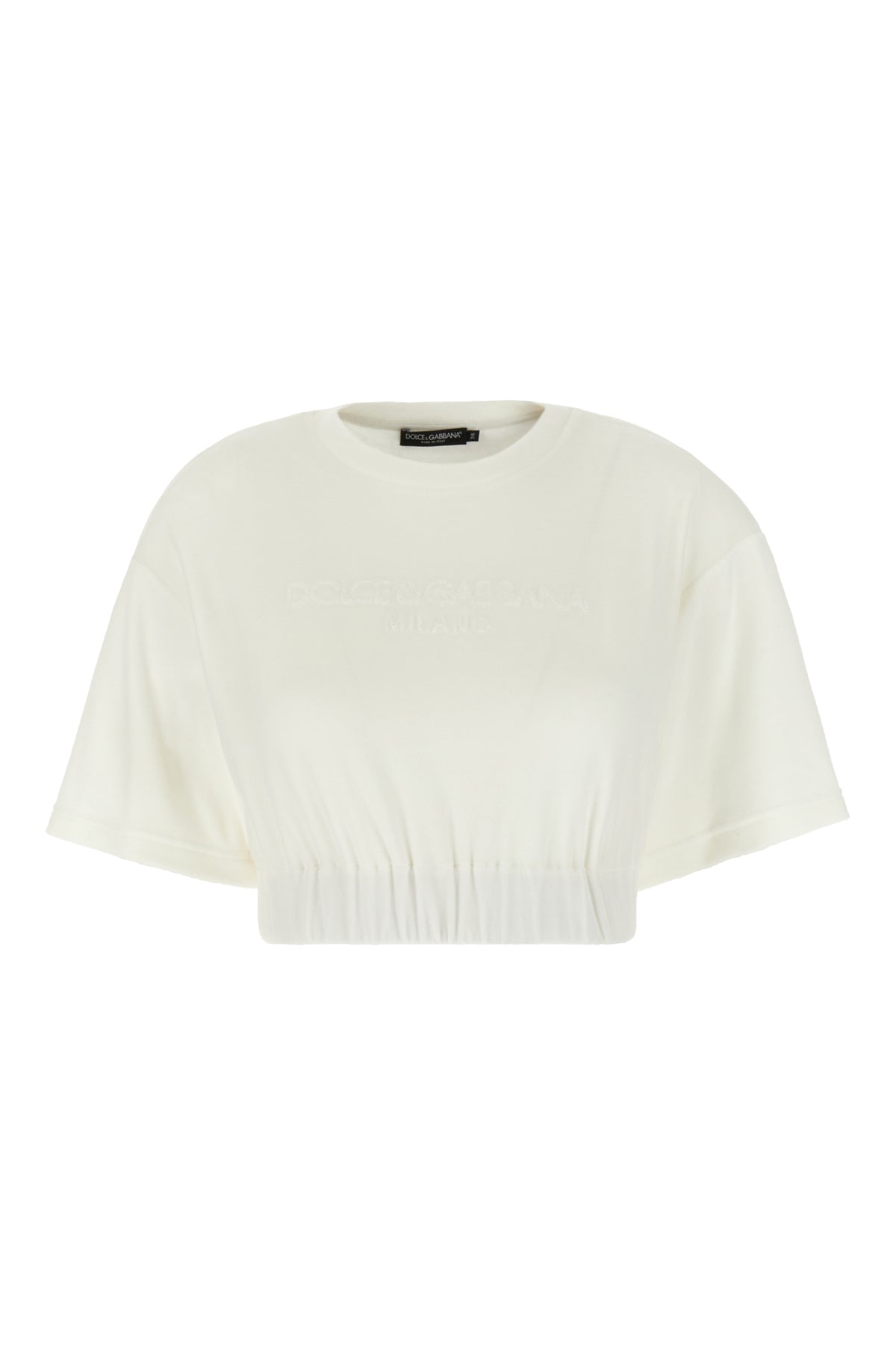 Dolce & Gabbana T-shirt in ciniglia avorio