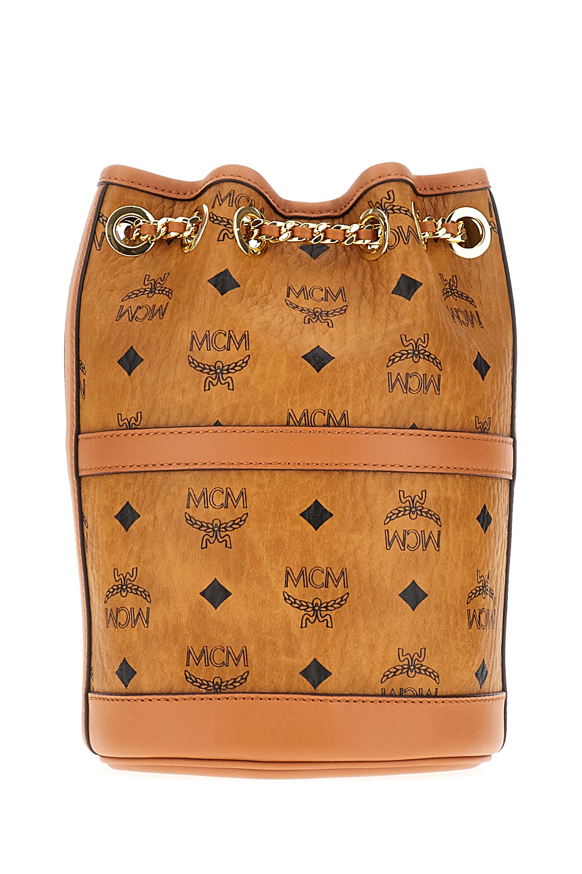MCM Borsa a secchiello Aren Chain in simil pelle stampata