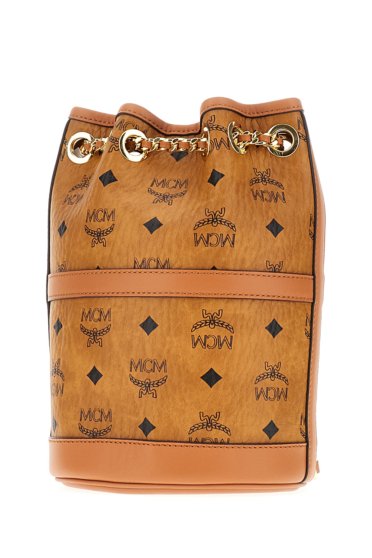 MCM Borsa a secchiello Aren Chain in simil pelle stampata, view 2