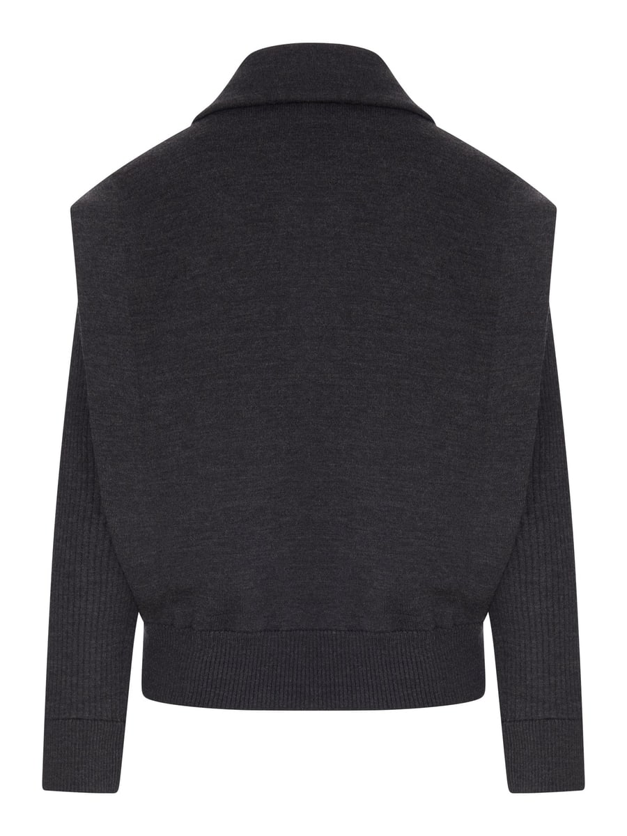 Giorgio Armani PADDED VIRGIN WOOL BOMBER JACKET WITH RIBBED SLEEVES, view 2
