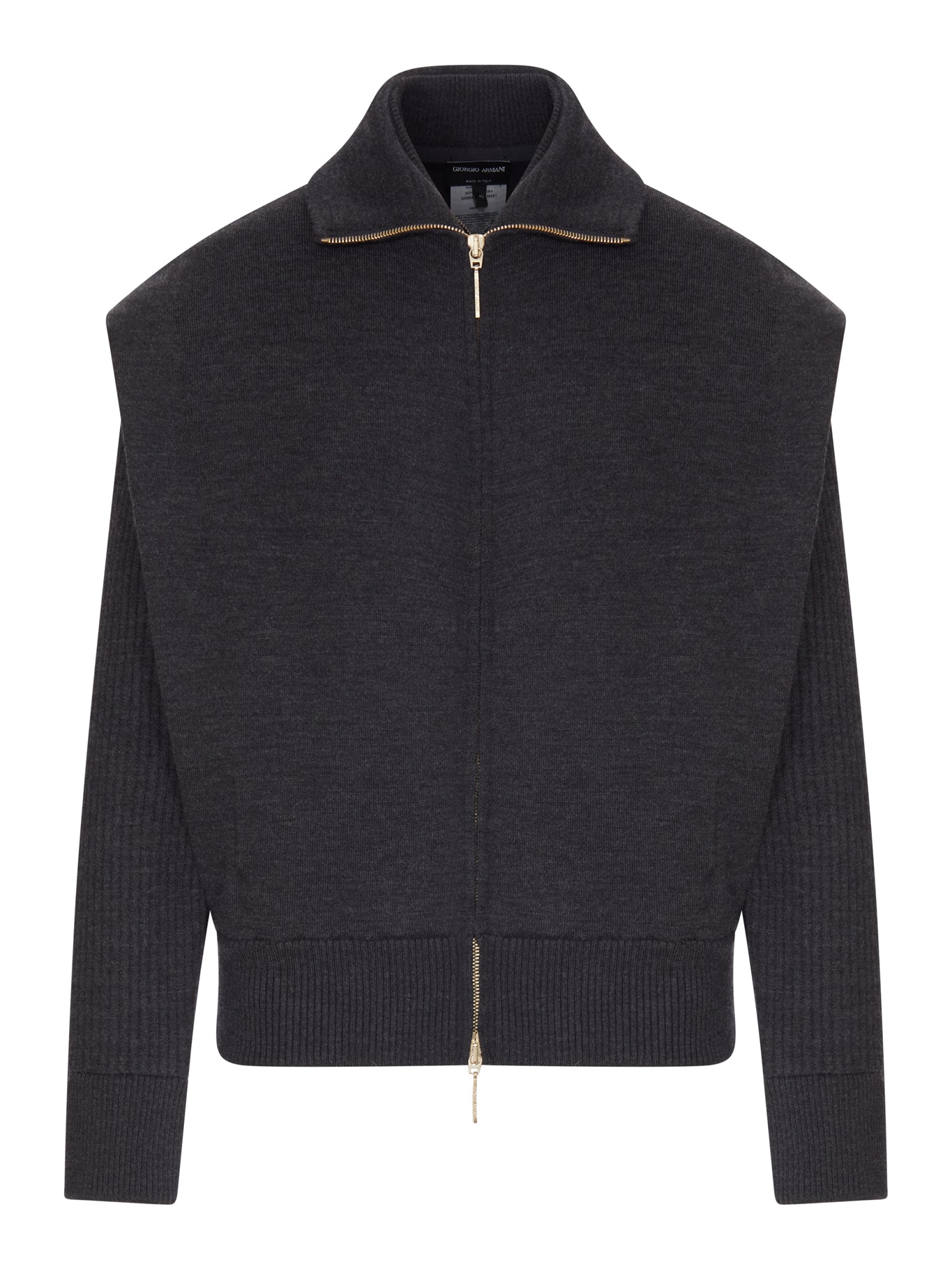 Giorgio Armani PADDED VIRGIN WOOL BOMBER JACKET WITH RIBBED SLEEVES