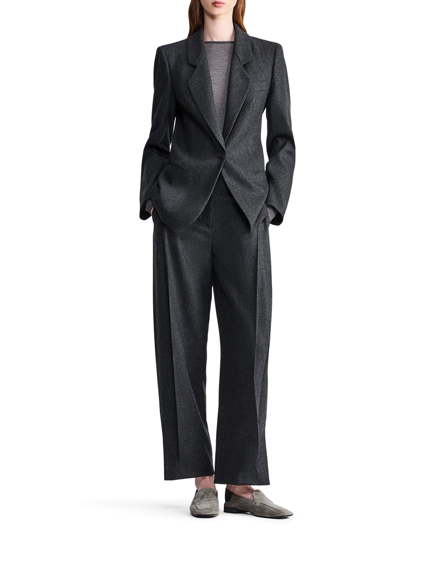 Giorgio Armani SINGLE-BREASTED WOOL AND CASHMERE FLANNEL JACKET, view 2