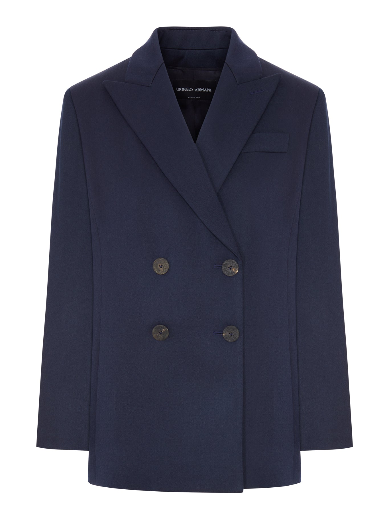 Giorgio Armani DOUBLE-BREASTED WOOL BLAZER WITH PEAK LAPEL