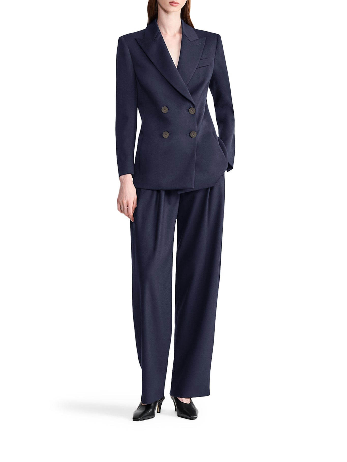 Giorgio Armani DOUBLE-BREASTED WOOL BLAZER WITH PEAK LAPEL, view 2