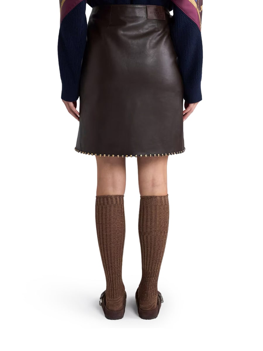Etro SHORT STUDDED LEATHER SKIRT, view 4