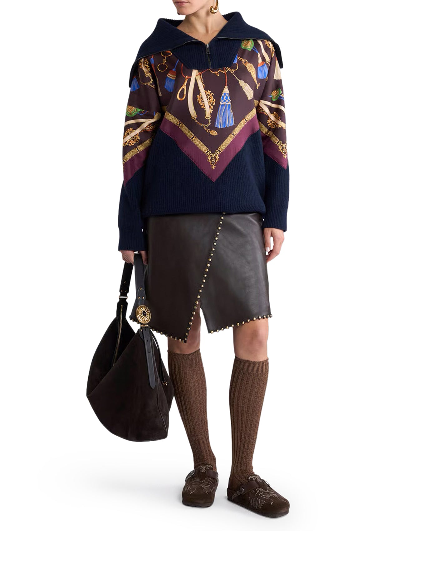 Etro SHORT STUDDED LEATHER SKIRT, view 2