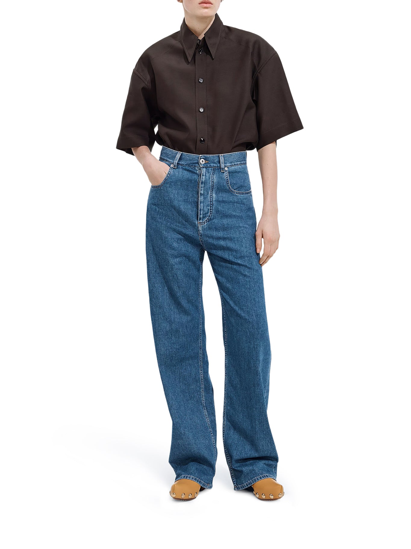 Bottega Veneta ATLANTIC BLUE WASH WIDE-LEG JEANS, view 2