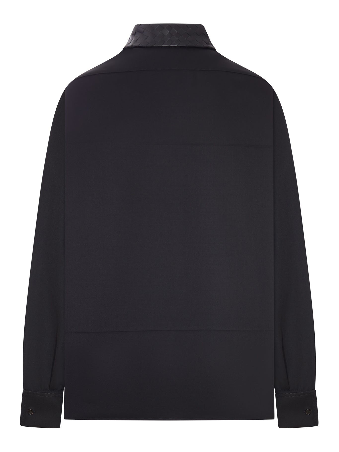 Bottega Veneta WOOL SHIRT WITH BRAIDED LEATHER COLLAR, view 2