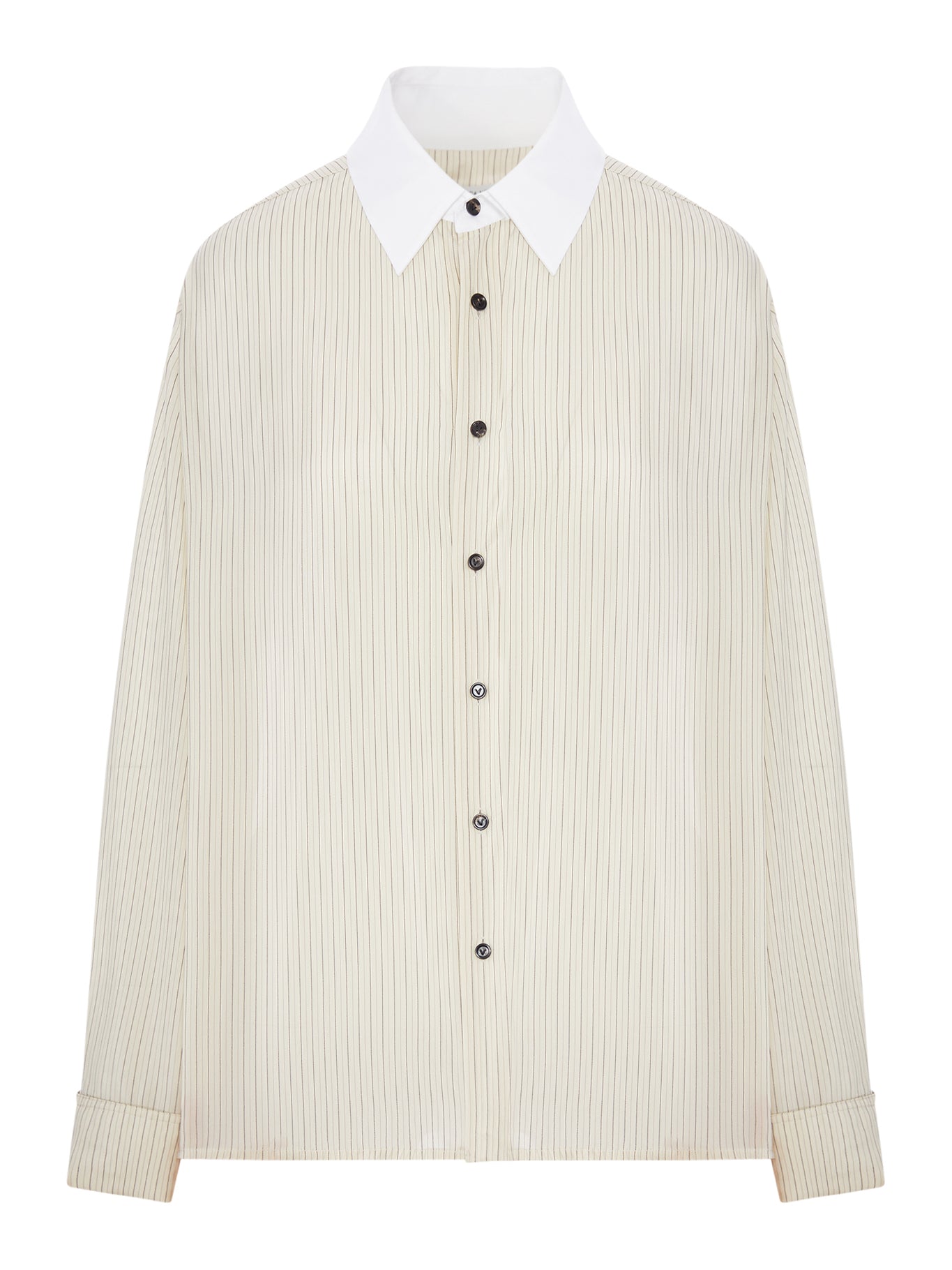 Bottega Veneta STRIPED SHIRT WITH CONTRASTING COLLAR