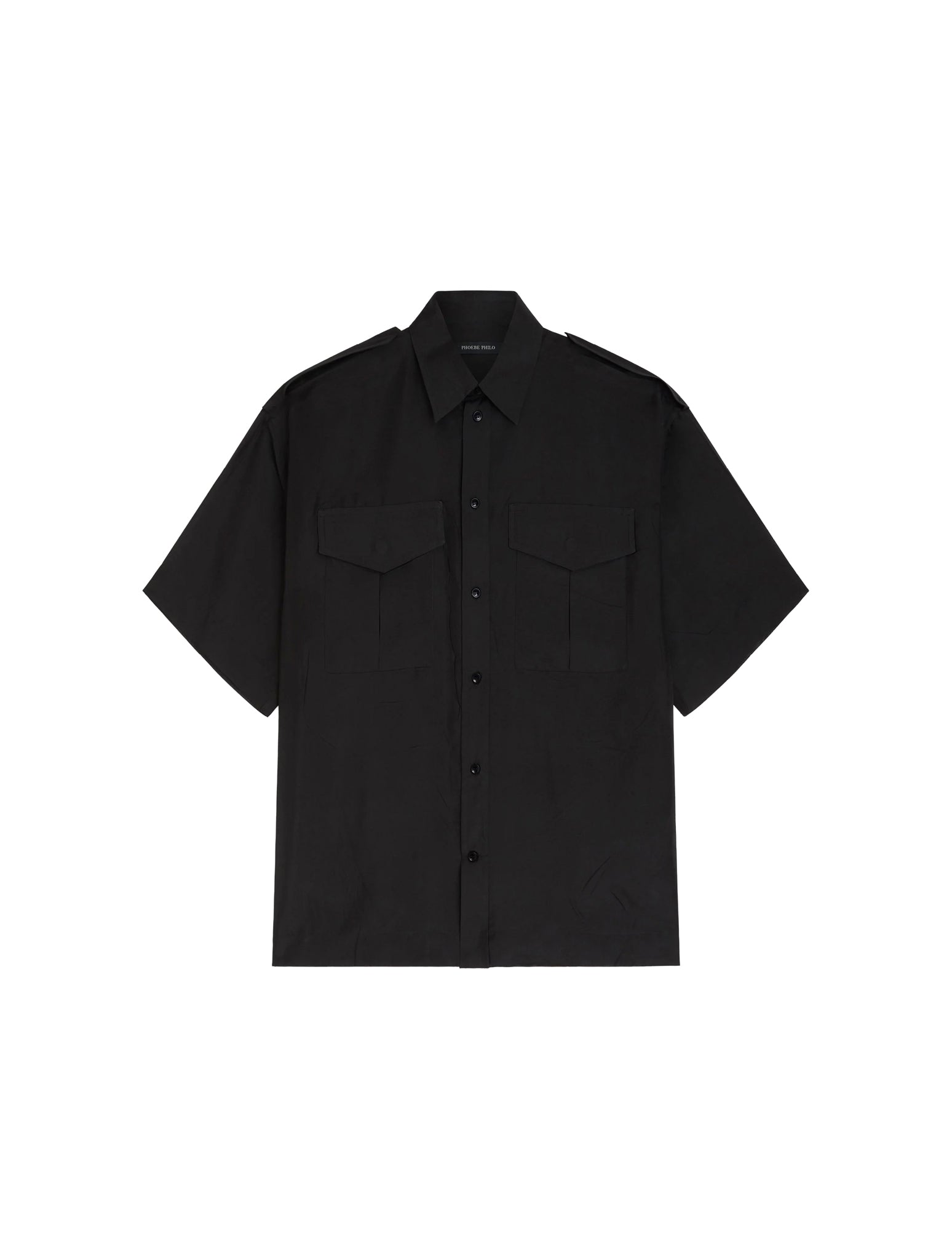 Phoebe Philo BLACK LIGHTWEIGHT HABOTAI SILK UTILITY SHIRT