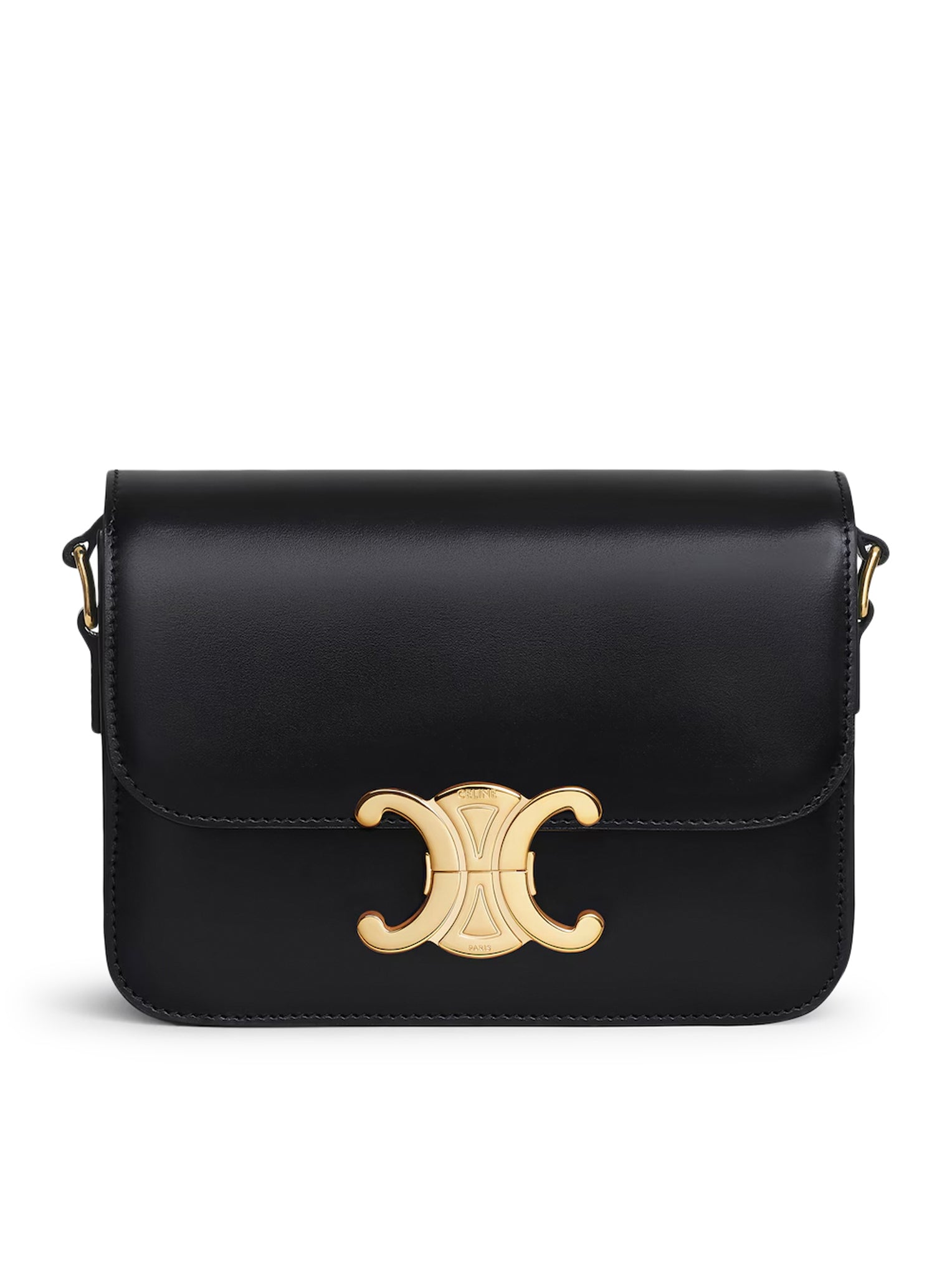 Celine TRIOMPHE TEEN BAG IN SCHWARZ SHINY CALF LEATHER