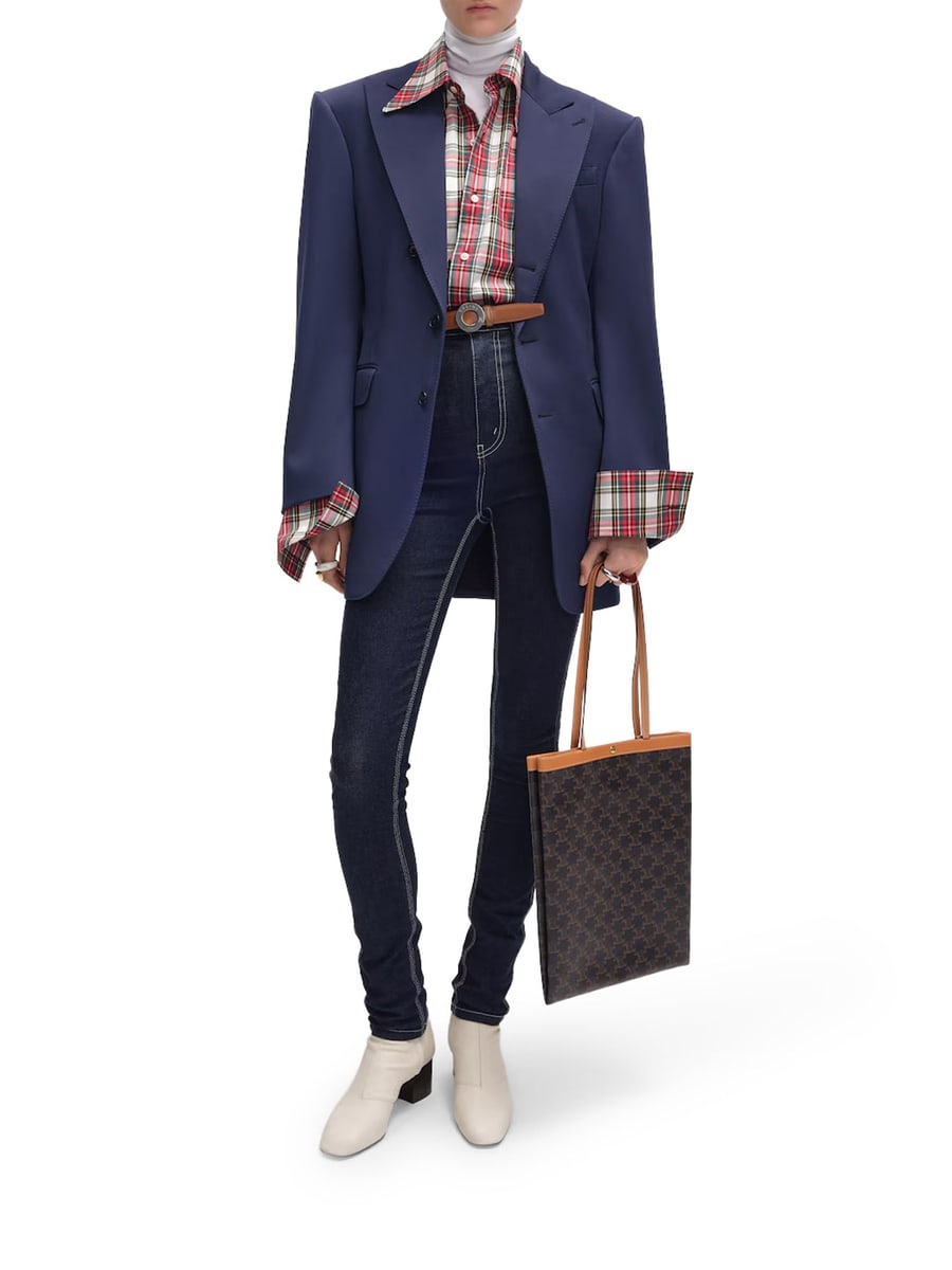 Celine MEDIUM FLAT SHOPPER IN TRIOMPHE FABRIC, view 2